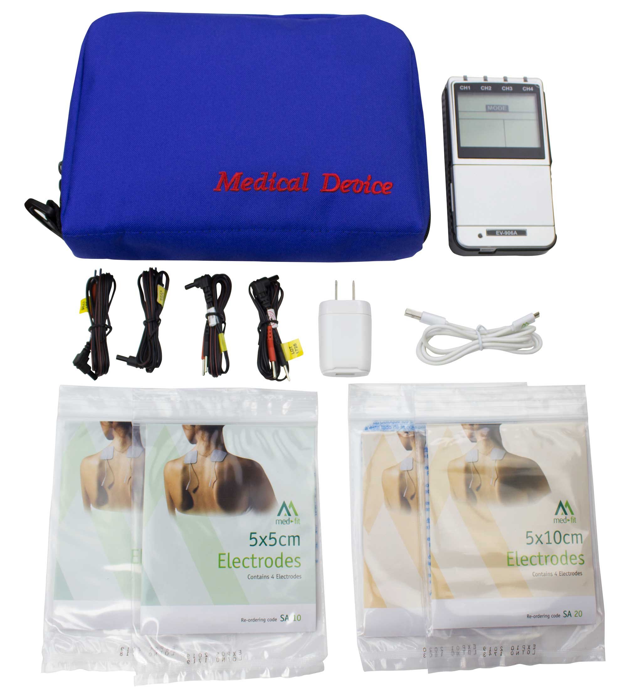 906A Premier 4 Channel Rechargeable TENS EMS Combo Unit - Muscle Stimulator for Pain Relief & Recovery, Muscle Strengthening & Therapy - Perfect for Home Use, Athletes & Physical Therapy