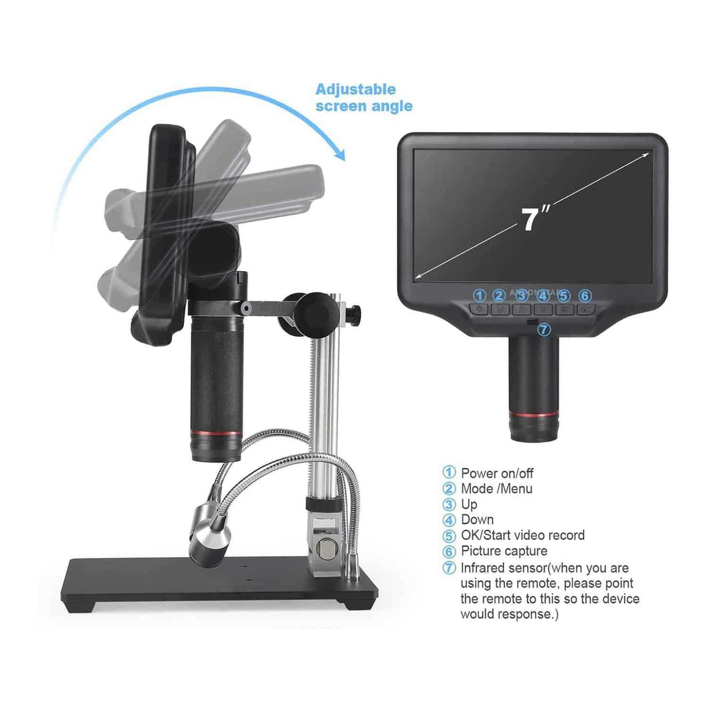 Andonstar AD407 7 Inch HDMI Digital Soldering Microscope with LCD Screen - 1080P Magnification for Phone & PCB Repair, Jewelry Inspection, Coin Collecting & Hobby Projects