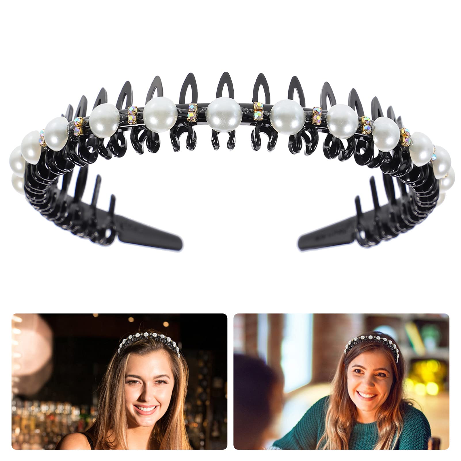 Beaupretty Pearl Headband Wide Comb Hairband - Elegant Pearls Hair Hoop with Teeth Comb for Women & Girls | Perfect Summer Hair Accessories for Weddings, Parties & Everyday Wear