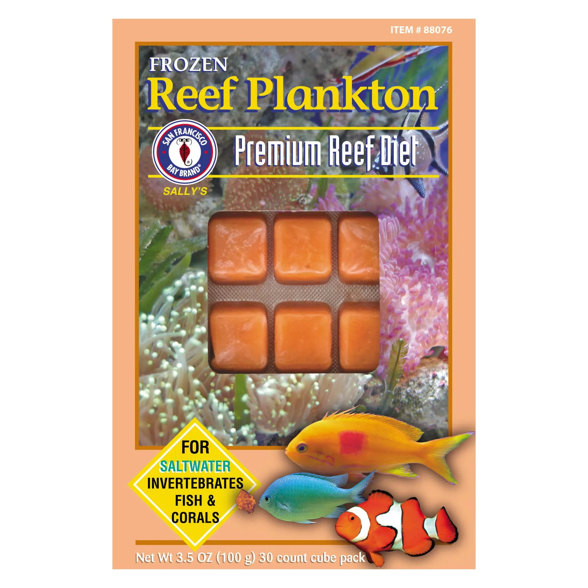 San Francisco Bay Brand Frozen Reef Plankton for Saltwater Aquariums - 30 Cubes, 3.5oz Each - Perfect for Coral Feeding & Marine Fish Nutrition