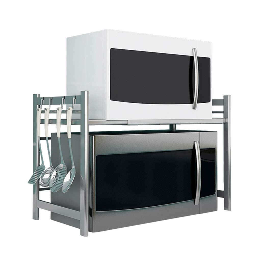 Stainless Steel Microwave Oven Stand - 2-Tier Kitchen Storage Rack for Countertop & Floor - Durable 304 Stainless Steel Shelving Unit for Small Appliances, Spices & Kitchen Organization - Perfect for Apartments, Dorms & Compact Spaces