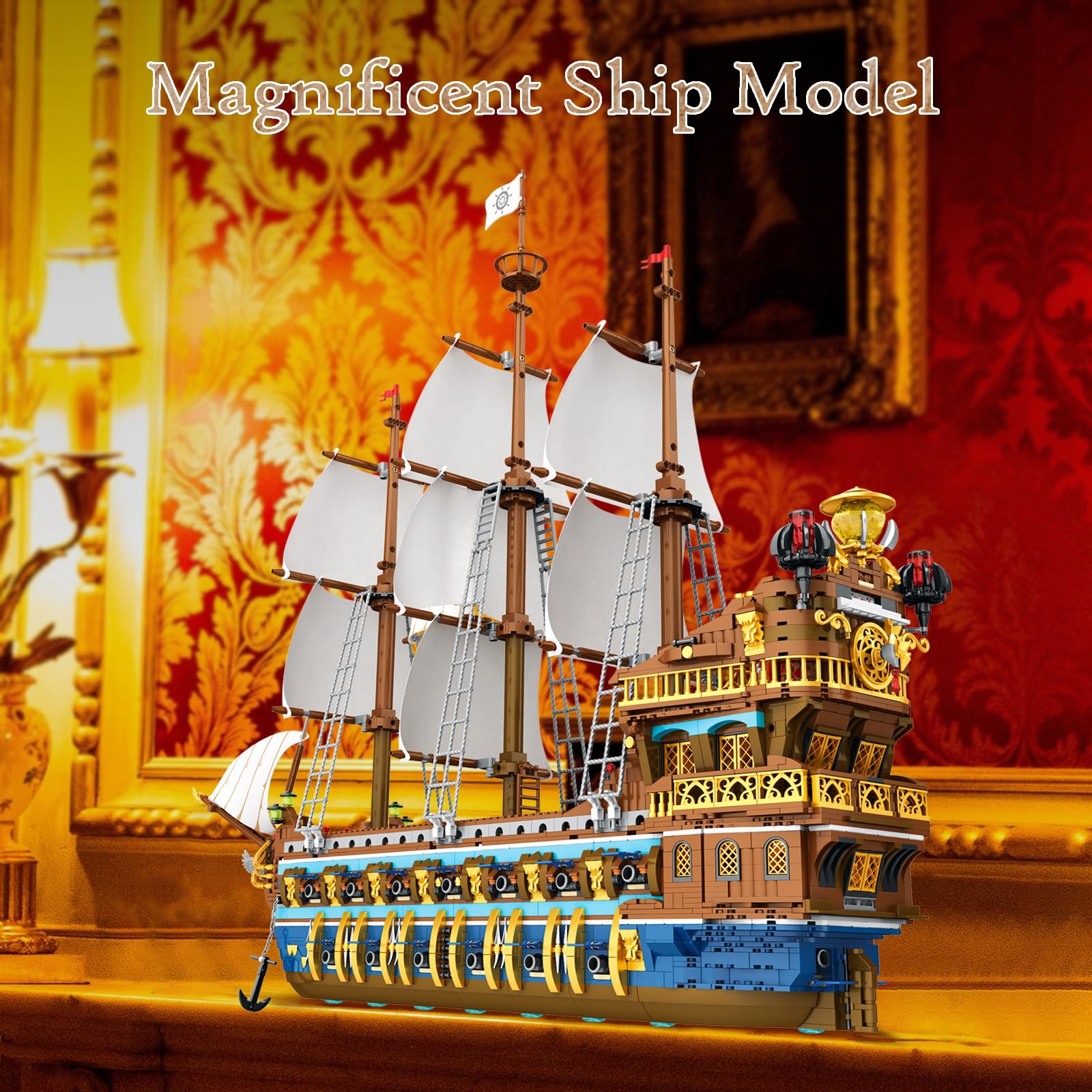 JMBricklayer Pirate Ship Building Set for Adults - 3162 Piece Royal Fleet Ship Model with Tiered Design, Creative Pirate Toy Building Blocks for Teens & Adults - Perfect Gift for Collectors & DIY Enthusiasts | Home Decoration, Birthday Present, Stress Relief Activity