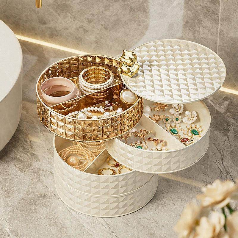 Large Capacity Multi-Layer Rotating Jewelry Organizer Box - Premium Jewelry Storage for Necklaces, Rings & Earrings - Perfect for Bedroom, Closet & Travel Organization