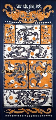 Chinese Batik Wall Hanging - Twin Dragons Folk Art Decor | Traditional Asian Home Wall Art | Perfect for Living Room, Bedroom & Office Decoration