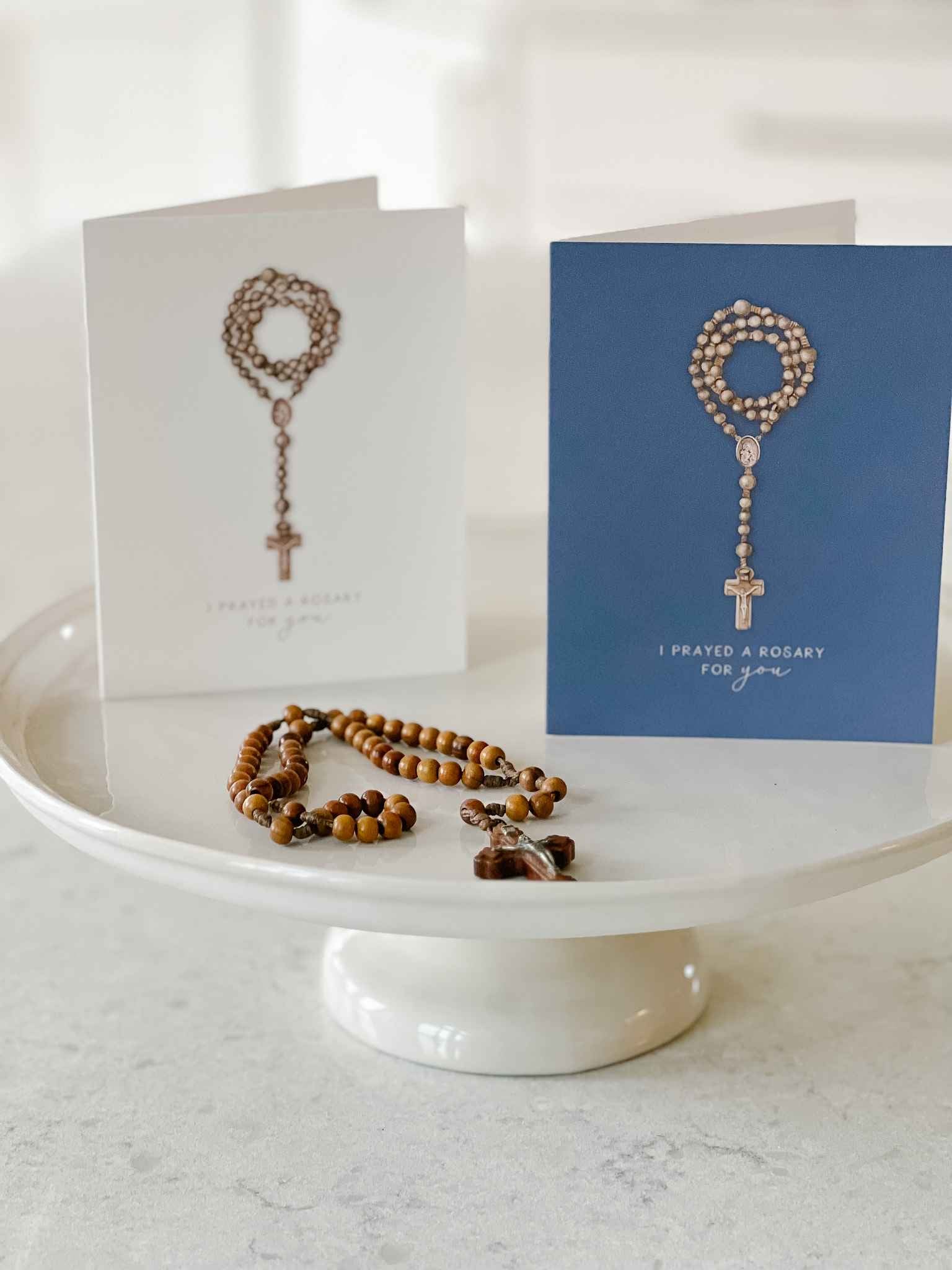 I Prayed a Rosary for You Greeting Cards - Set of 4 Religious Catholic Prayer Cards for Encouragement, Sympathy & Spiritual Support - Perfect for Prayer Groups, Church Events & Thoughtful Gifts
