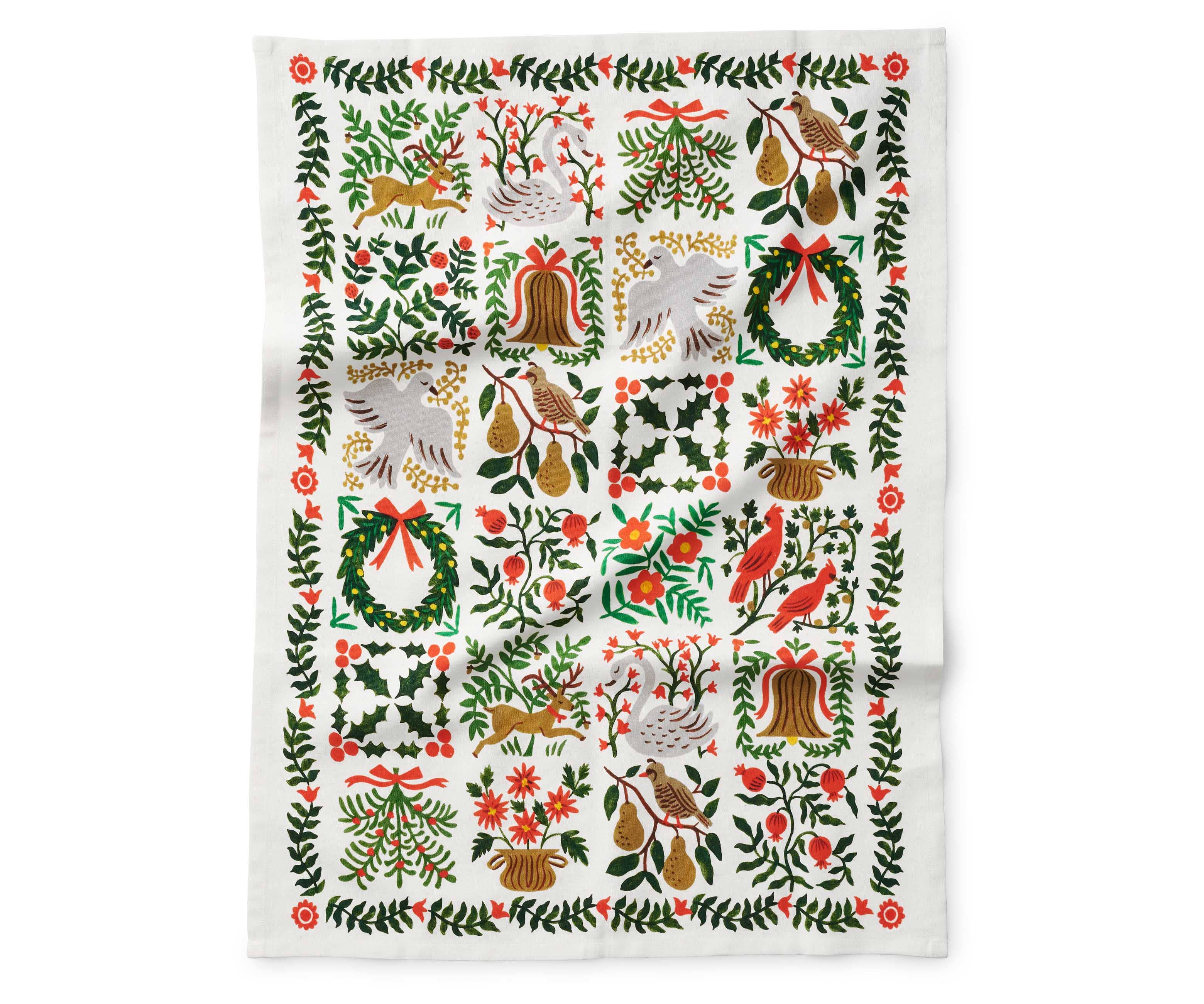 Christmas Holiday Tea Towel Set - Festive Kitchen Towels for Baking, Cooking & Decor - Absorbent Cotton Dish Towels for Holiday Parties & Home Decor