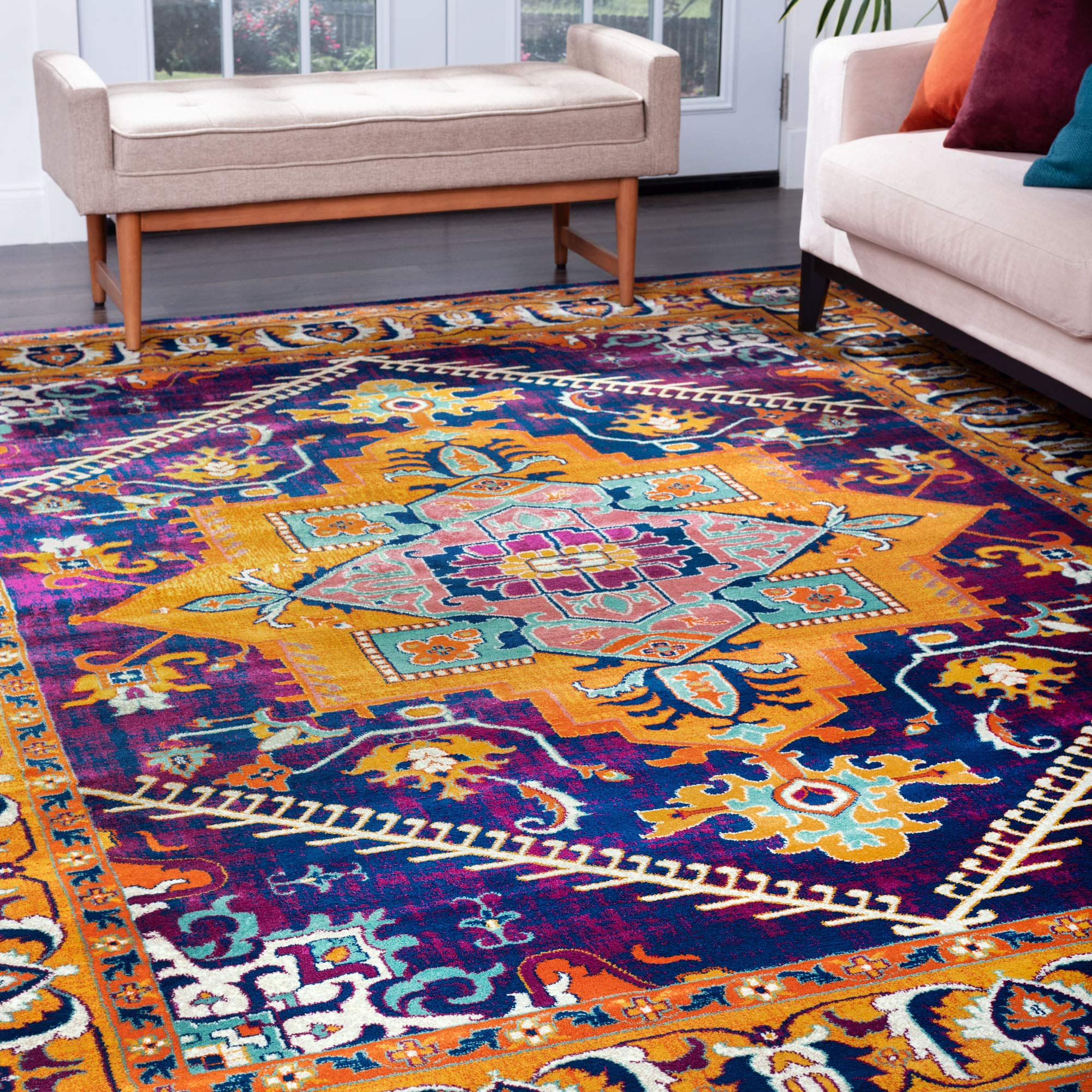 Gaya Gold 5x8 Rectangle Area Rug - Bohemian Oriental Rugs for Living Room, Bedroom & Dining Room | Soft & Durable Home Decor | Perfect for Boho Chic, Modern & Traditional Interior Design Styles