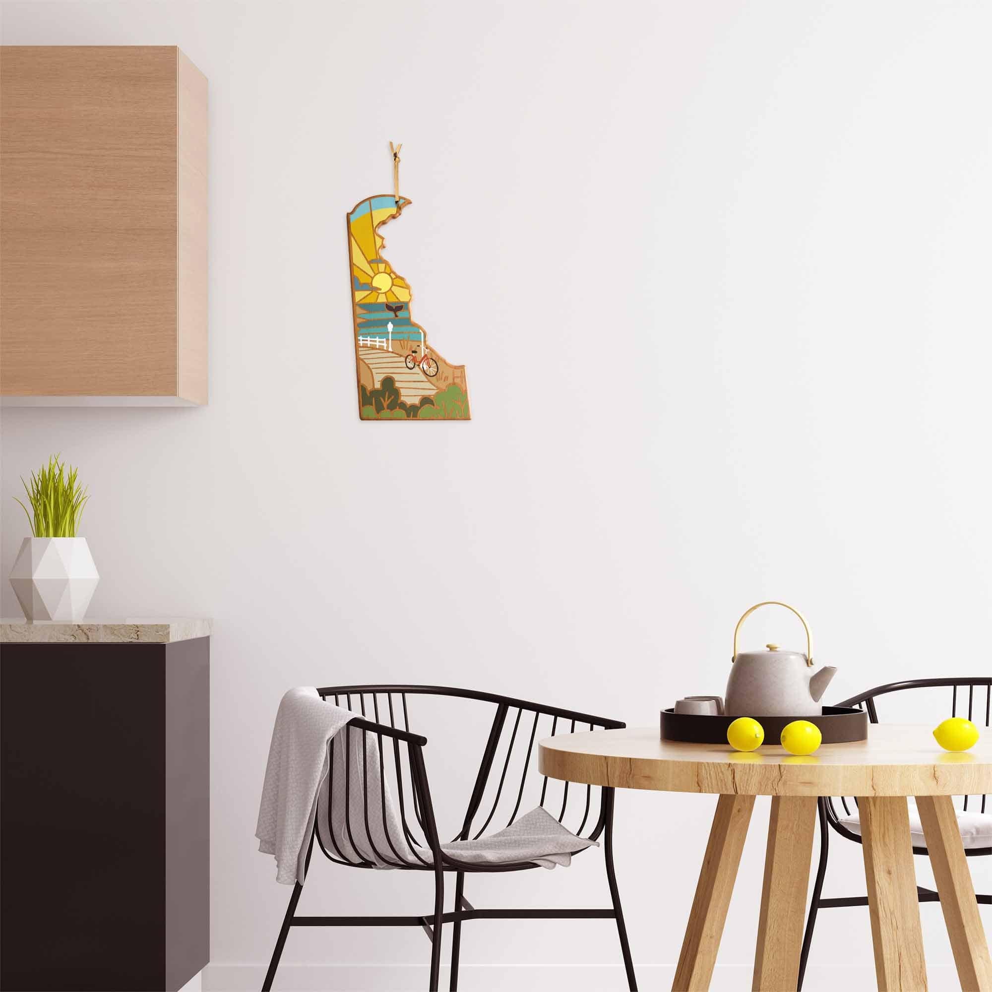 Deluxe Delaware Wood Cutting Board with Summer Stokes Artwork - Durable Kitchen Chopping Board for Meat, Vegetables, and Cheese - Perfect for Home Cooking and Gift Giving