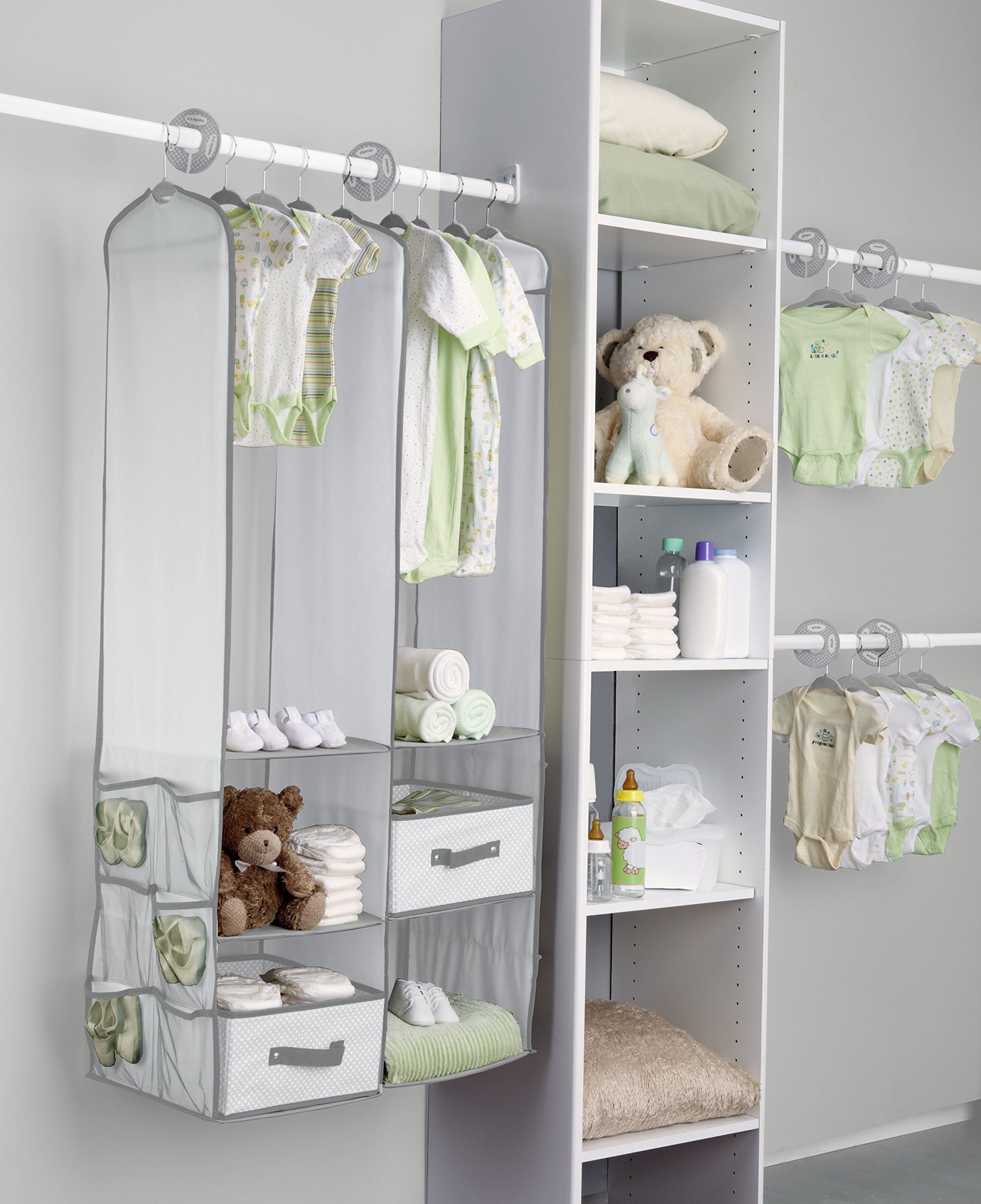 Delta Children 24-Piece Nursery Storage Set - Organize & Declutter Baby Room, Nursery & Closet - Space-Saving Storage Solution in Dove Grey - Perfect for Diaper Organization, Toy Storage & Baby Clothes