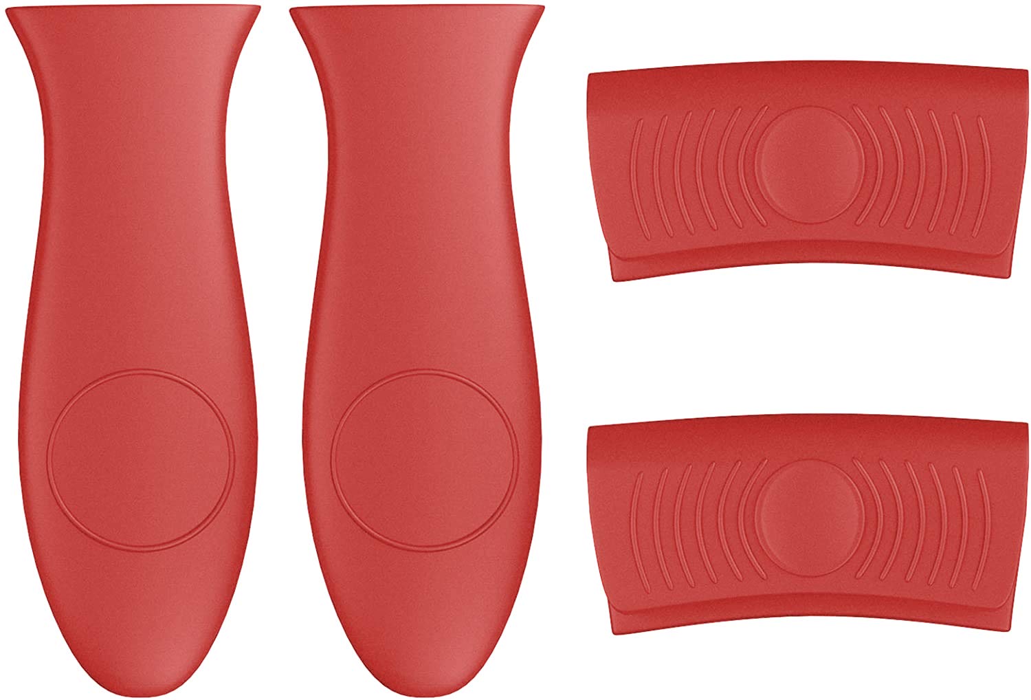 4 Pack Heat Resistant Silicone Pot Handle Covers - Non-Slip Skillet Grip Protectors for Cast Iron Pans & Oven Use | Red Kitchen Accessories for Safe Cooking & Baking