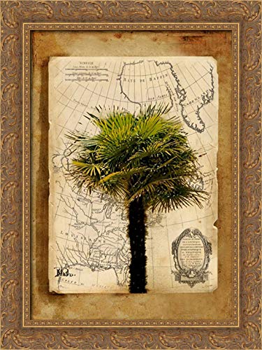 Patricia Pinto 18x24 Gold Ornate Framed Canvas Art Print - 'America I' Wall Decor for Living Room, Bedroom & Office | Vintage Style American Artwork