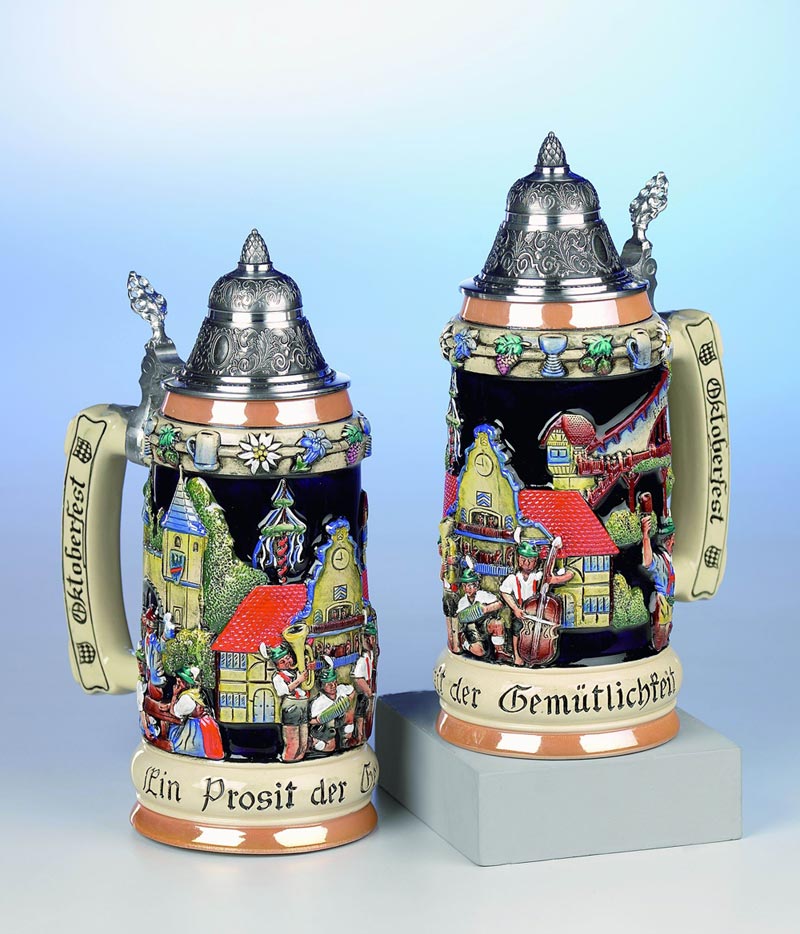 Authentic German Beer Steins - Handcrafted Oktoberfest Beer Mugs for Home Bar, Party & Collectibles - Perfect for Oktoberfest, Beer Tasting & Gifts