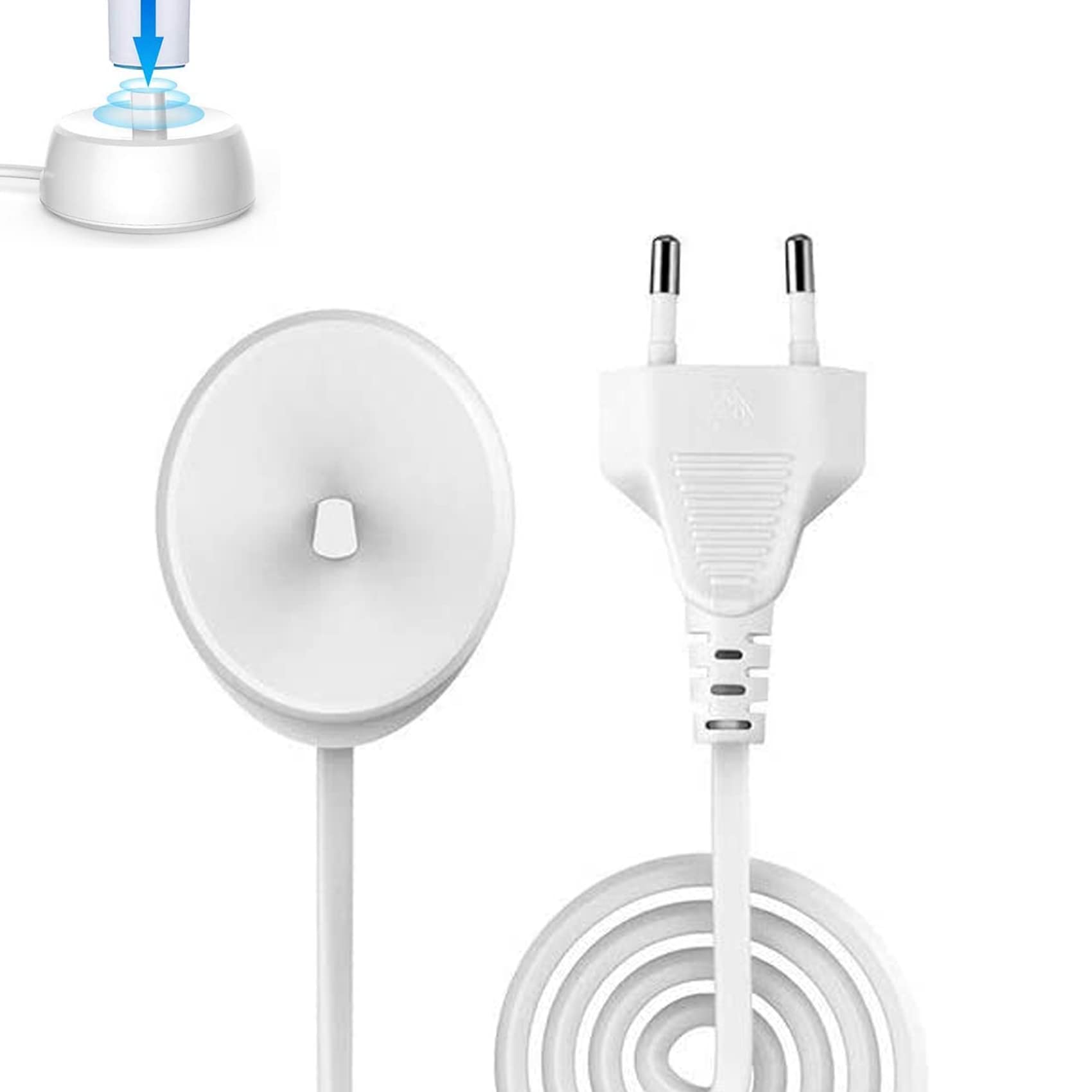 Oral-B Electric Toothbrush Replacement Charger - Waterproof Travel Power Adapter Cord (White) | Perfect for Home, Travel & Daily Oral Care