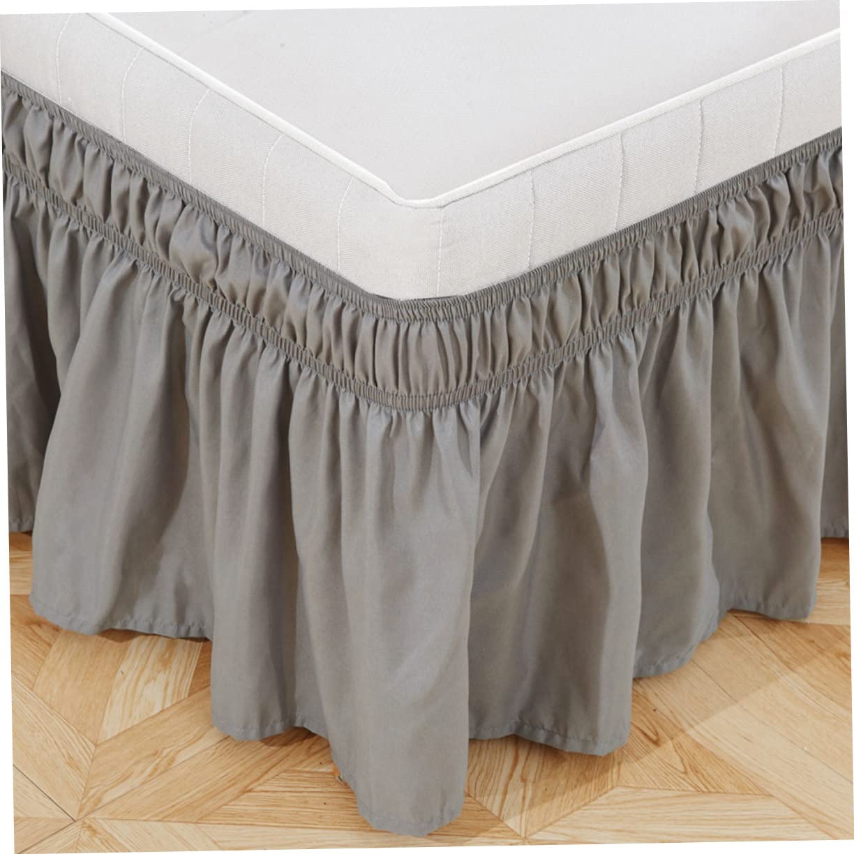 Holibanna Elastic Pleated Corner Bed Skirt - Adjustable Bed Valance & Bed Curtain for Queen/King Size Beds - Perfect for Bedroom Decor, Guest Rooms & Hotel Styling