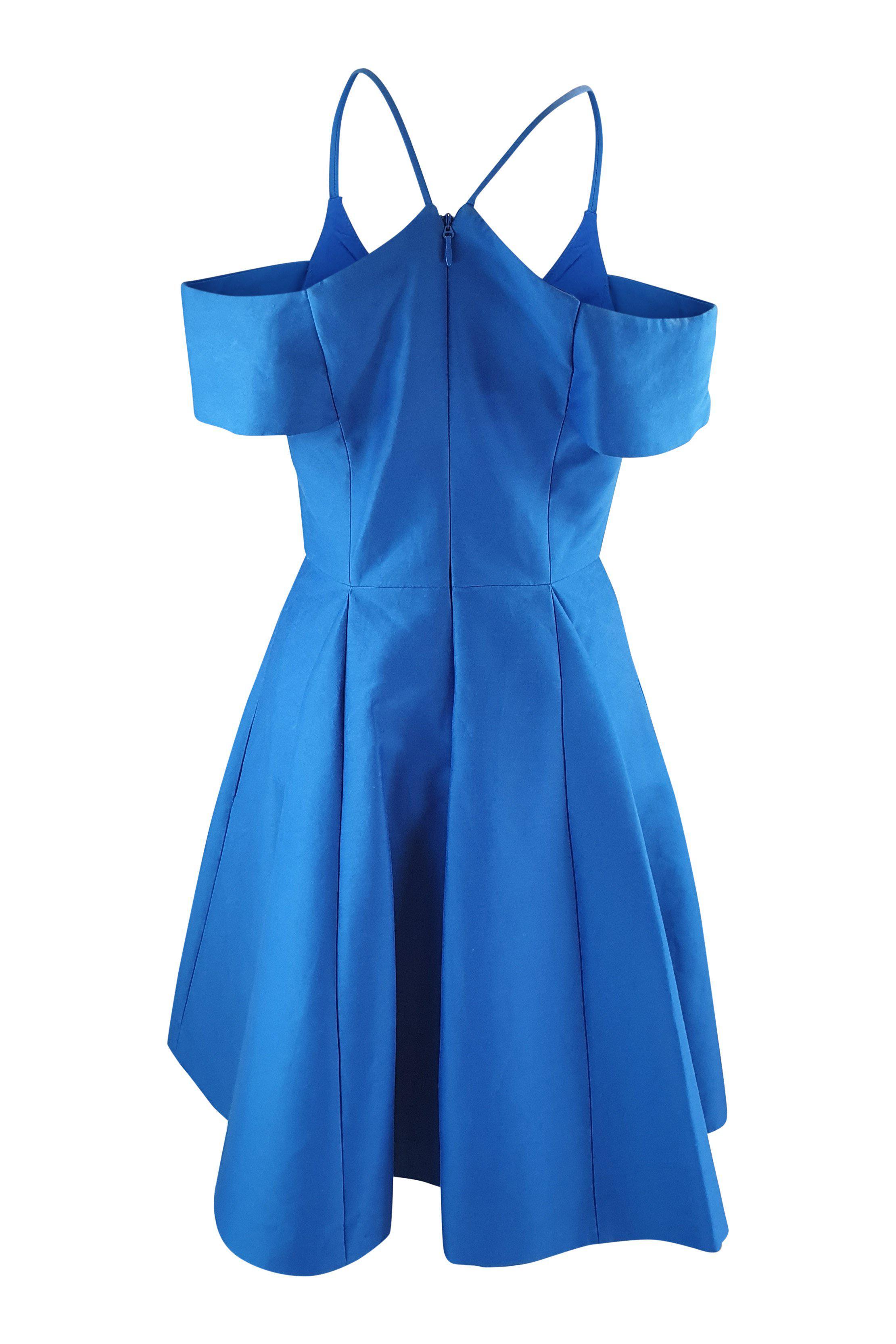 HALSTON HERITAGE Women's Cold Shoulder V-Neck Silk Faille Cocktail Dress - Elegant Evening Party Gown for Weddings, Galas & Special Occasions