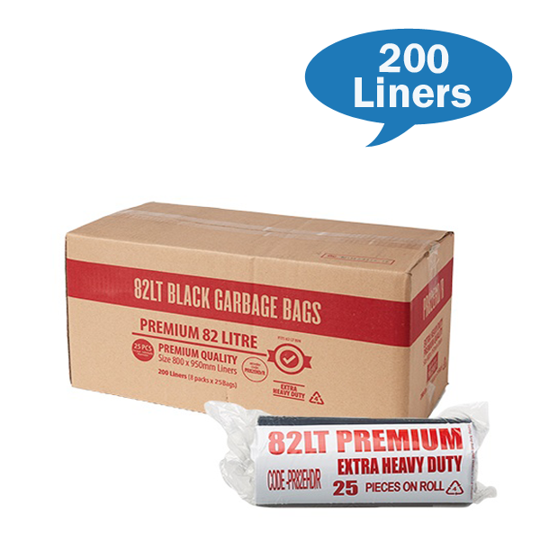 Premium Extra Heavy Duty 82Lt Black Trash Bags Roll - Large Capacity Garbage Bags for Kitchen, Office & Outdoor Use