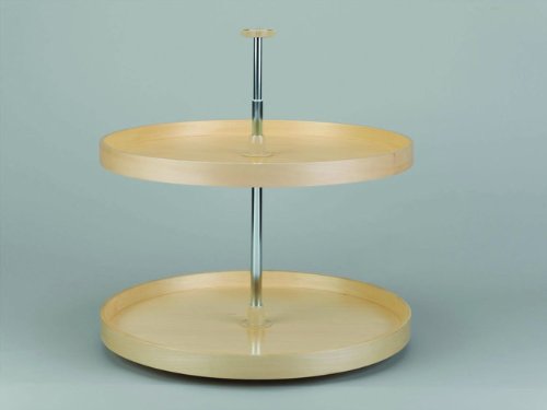 28-Inch Full Circle Banded Wood Lazy Susan Turntable - 2-Tier Spinning Shelf Set for Kitchen, Dining Table, or Pantry Organization (Perfect for Spices, Condiments & Serving Dishes)