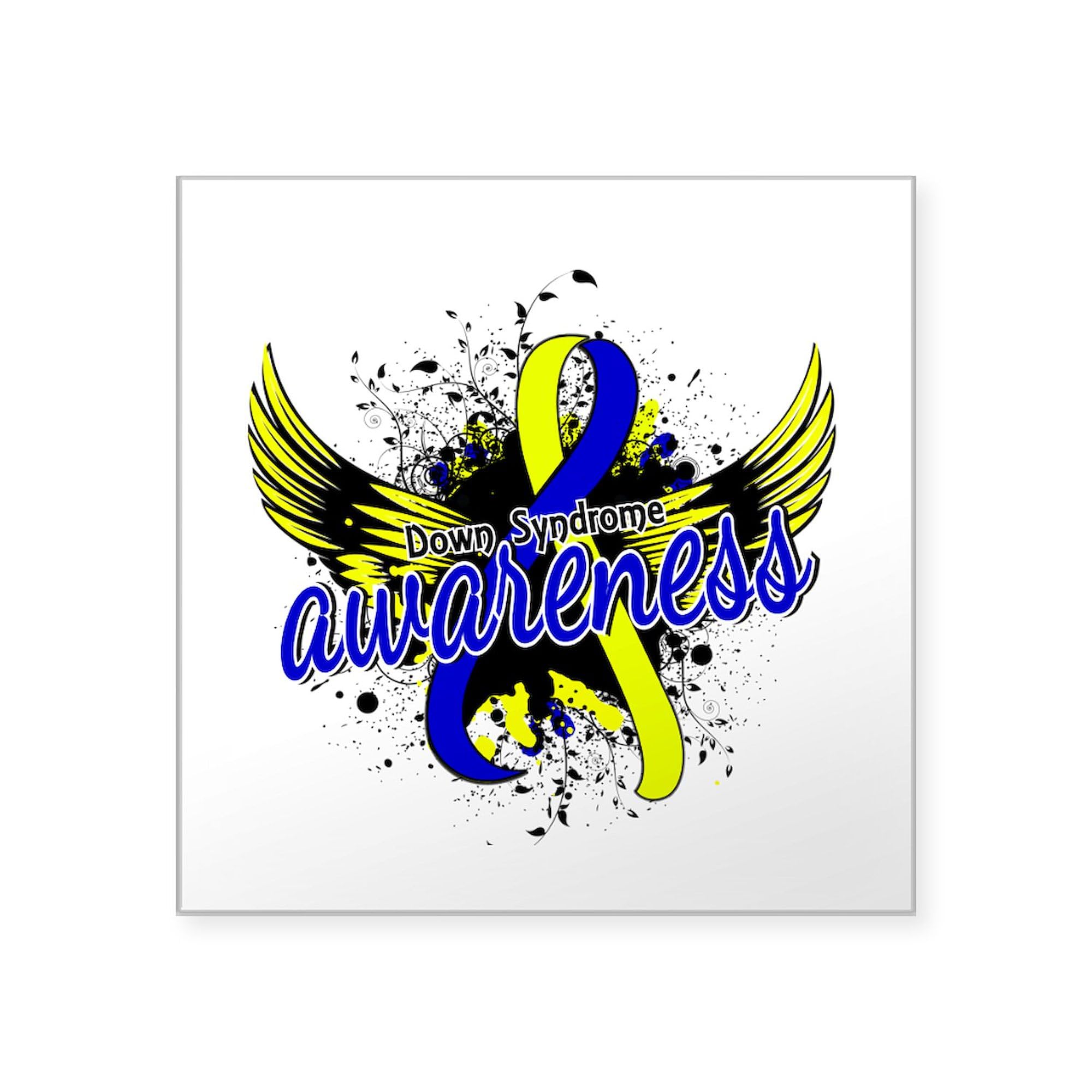 DS Awareness 3x3 Inch Square Bumper Sticker - Waterproof Vinyl Car Decal for Windows, Laptops & Notebooks - Show Support for Down Syndrome Awareness