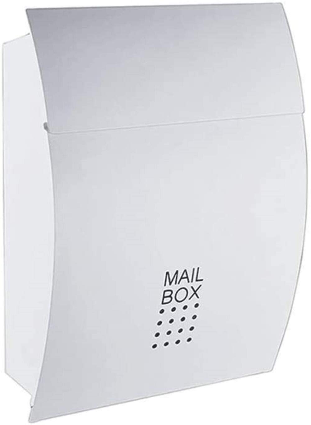 White Outdoor Wall Mount Mailbox - Large Weatherproof Villa Letter Box for Home, Newspaper & Suggestion Box - Perfect for Front Porch, Garden & House Exterior Decor