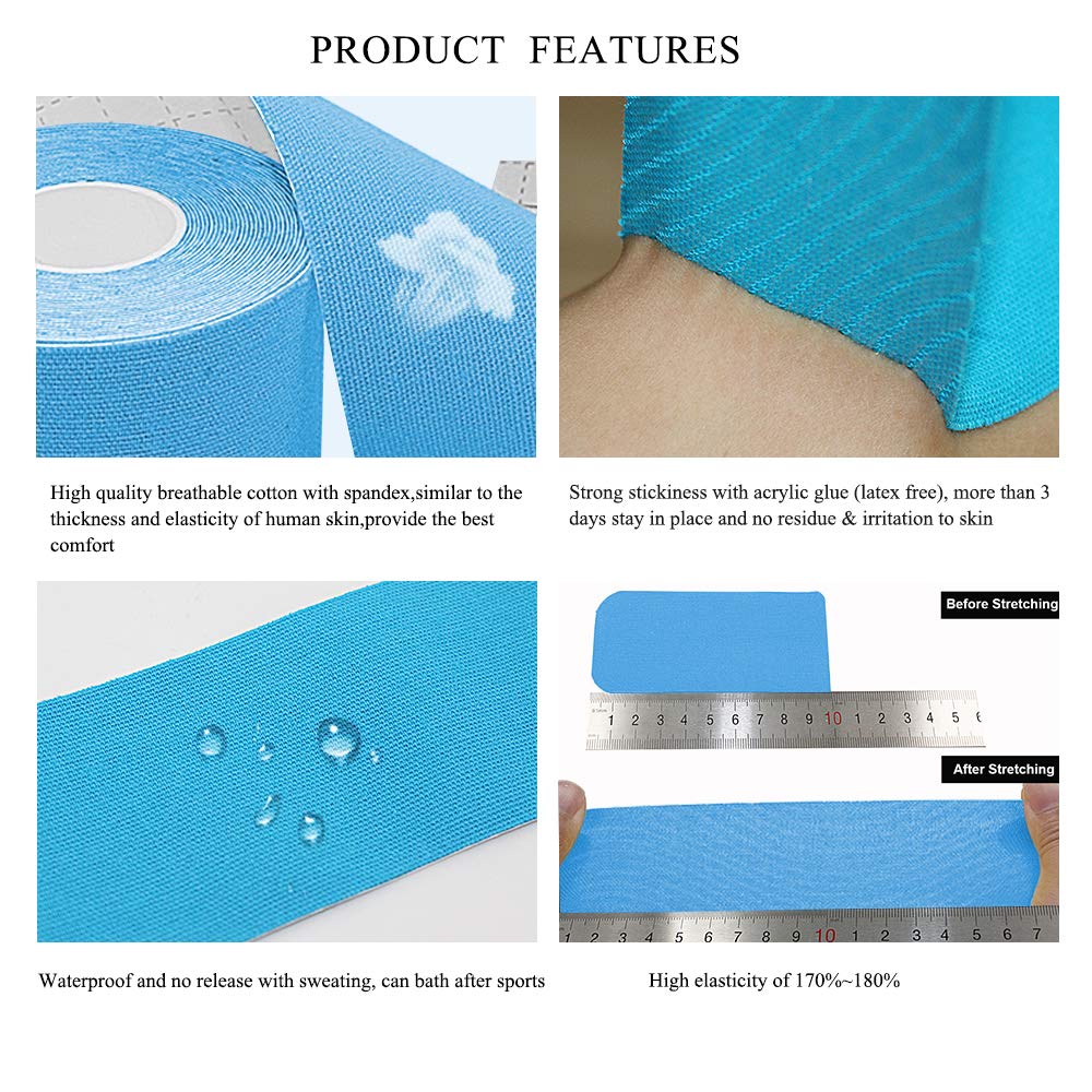 Premium Waterproof Kinesiology Tape - 6 Rolls (2