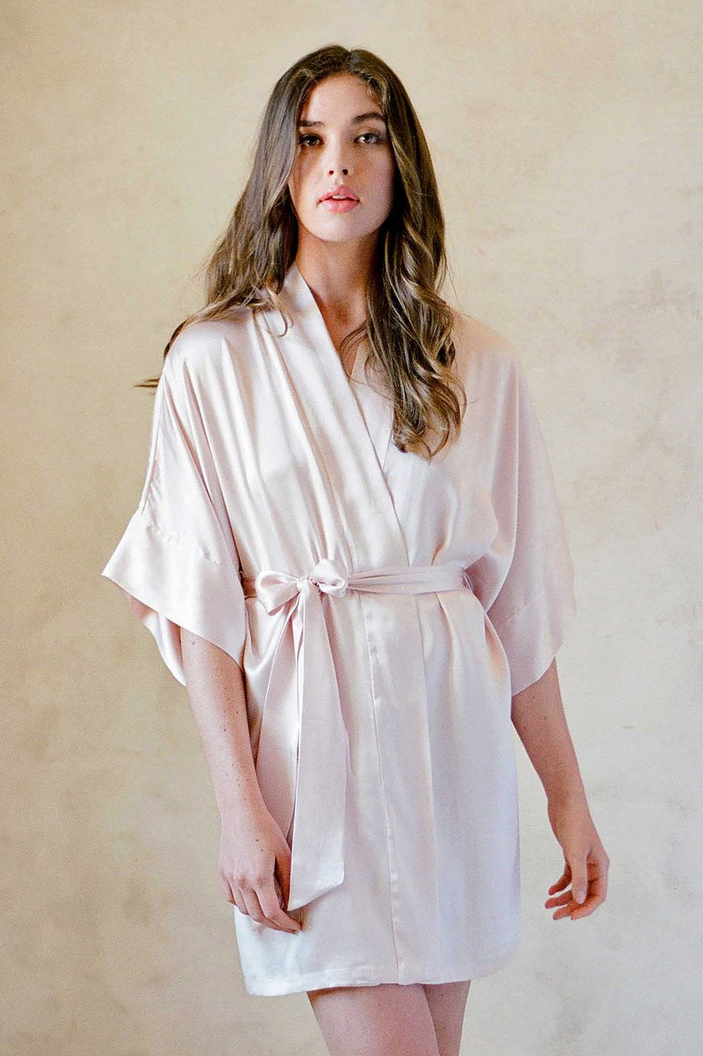 Samantha Silk Kimono Robe - Luxurious Rose Quartz Pink Women's Loungewear for Spa, Bridal Shower & Relaxation at Home
