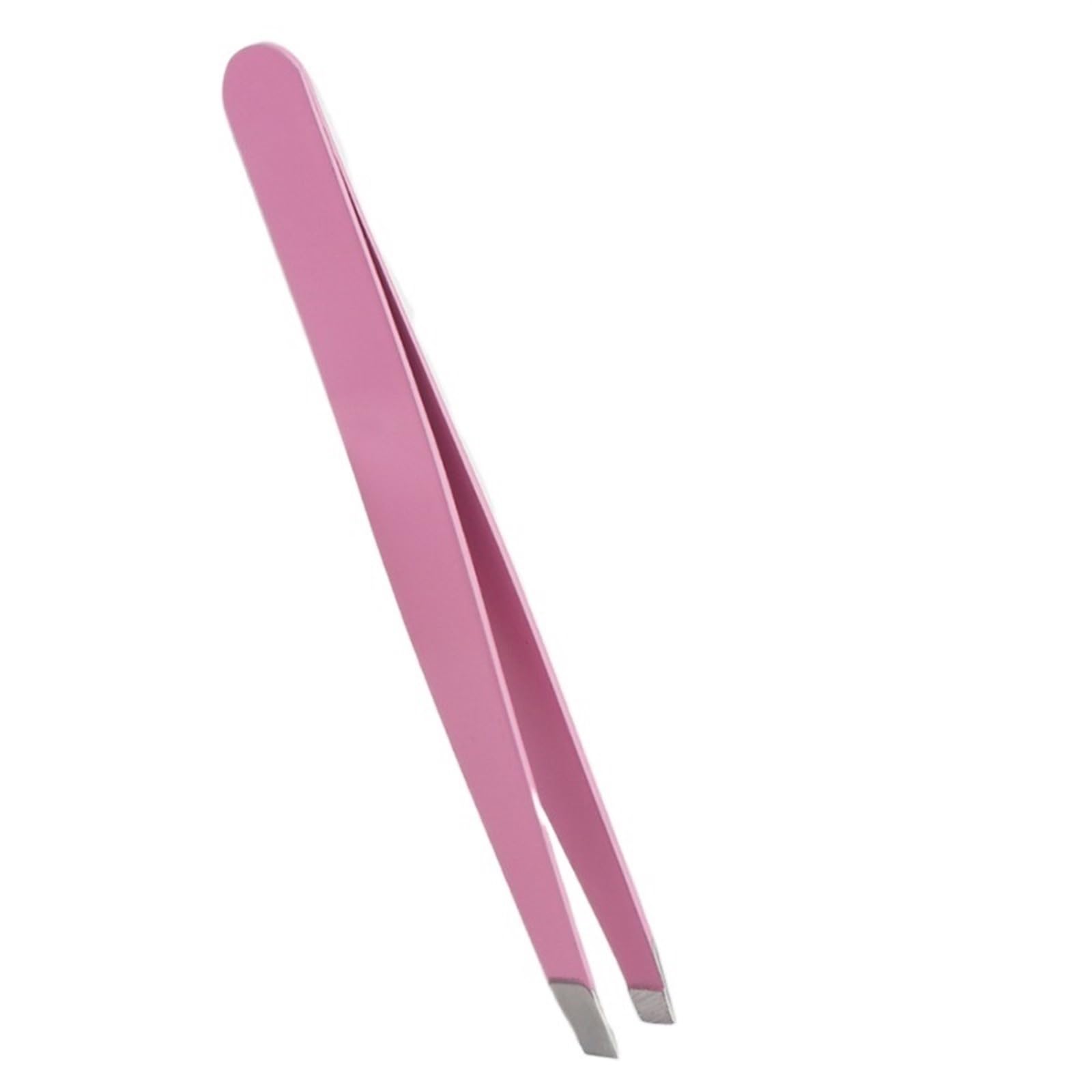 Professional Stainless Steel Slanted Eyebrow Tweezers for Hair Removal - Precise & Painless Grooming Tool for Eyebrows, Facial Hair & Makeup (Black) - Perfect for Home, Salon & Travel Use