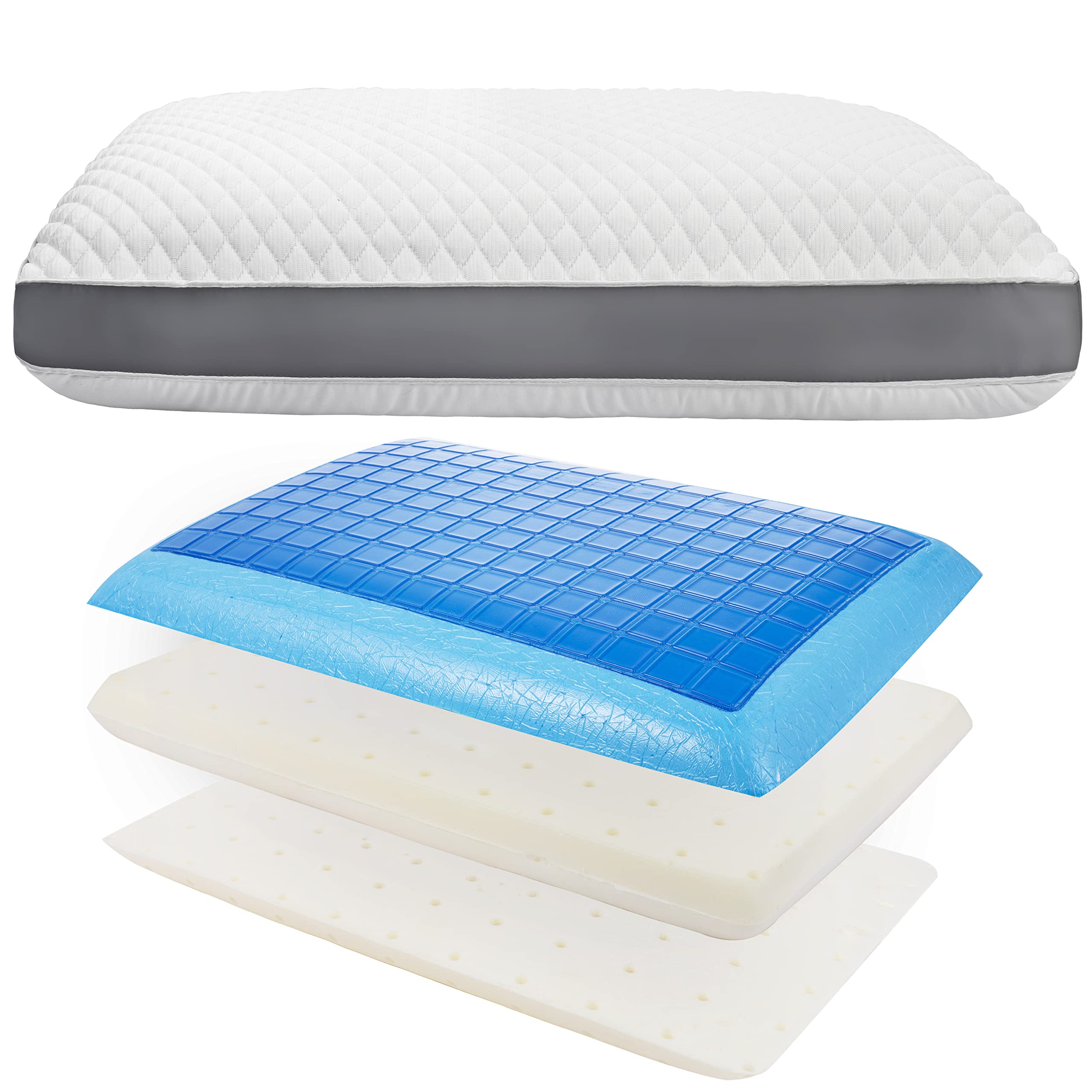 Perfect Cloud Dual Temperature Memory Foam Pillow - Adjustable & Removable Layers for Back, Stomach & Side Sleepers - Luxury Custom Loft Bed Pillow for Better Sleep - Standard Size - Ideal for Hot Sleepers, Neck Pain Relief & Home/Office Use