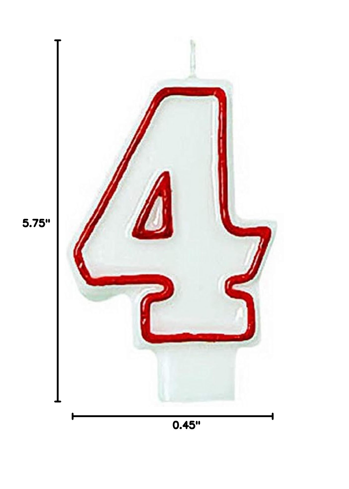 Amscan Bold Red & White Flat Molded #4 Candles - 3 Inch, 1 Piece - Elegant Design for Birthday Parties, Weddings & Anniversaries - Perfect for Cake Decorations, Table Centerpieces & Romantic Celebrations