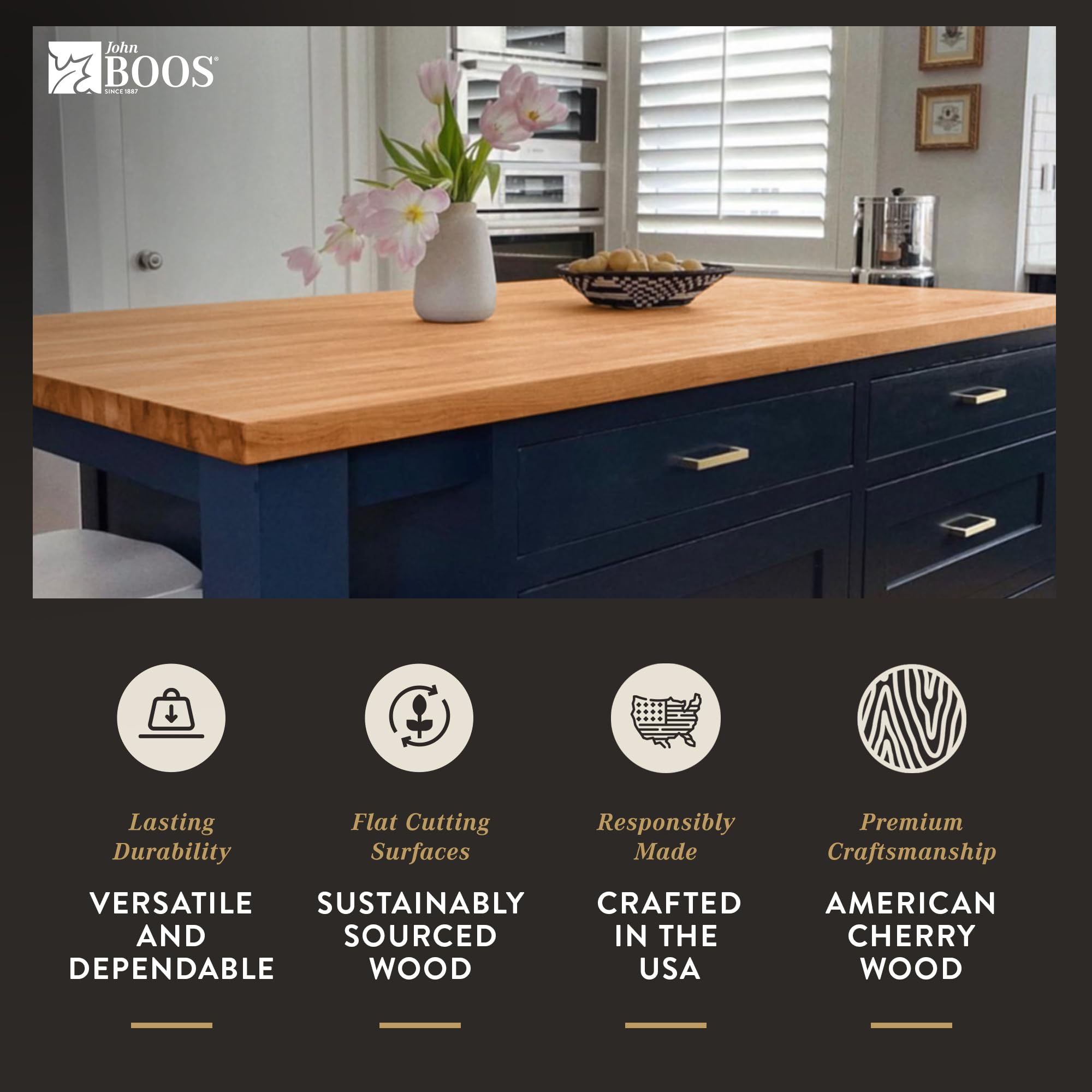 Premium John Boos Cherry Butcher Block Countertop - 24