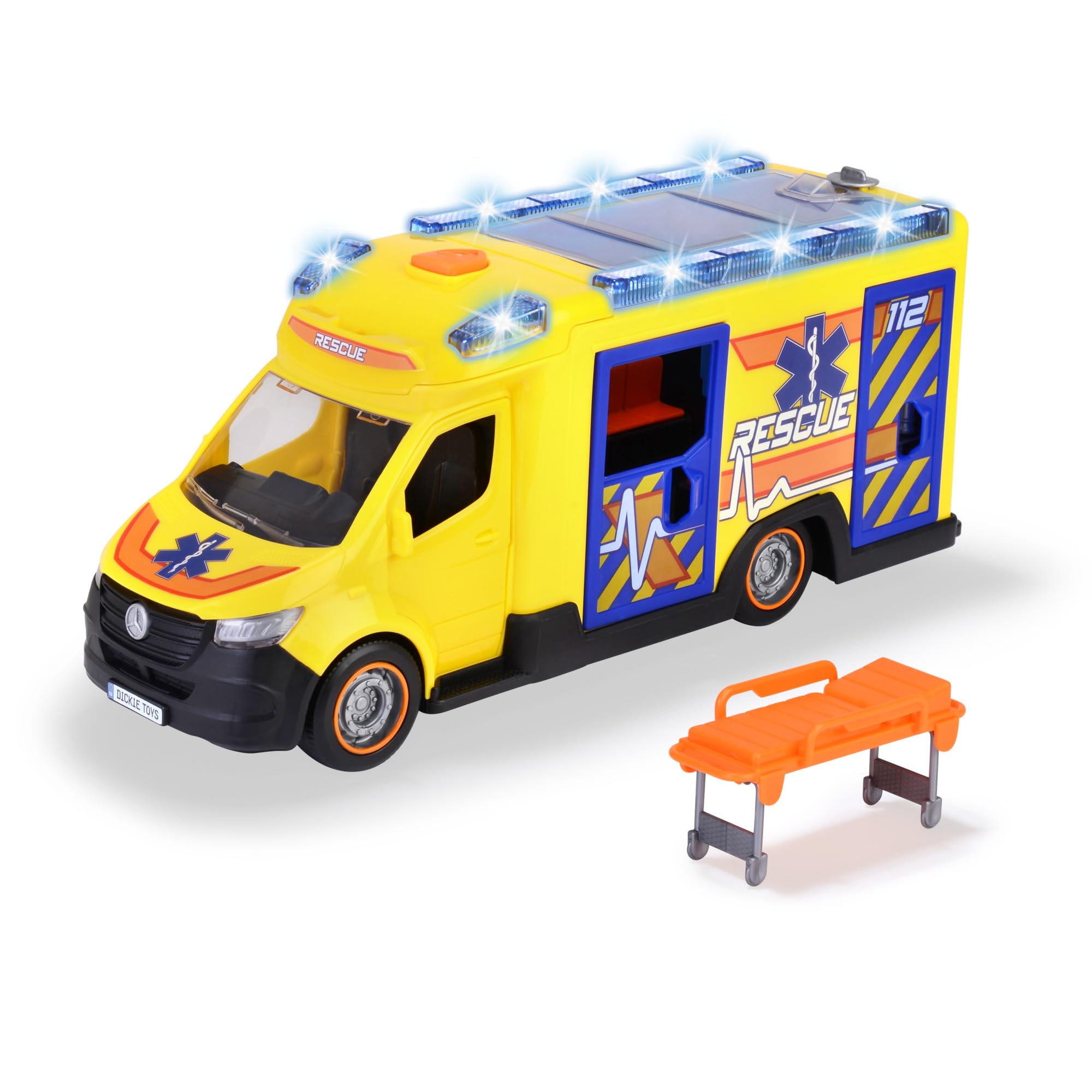 Dickie Toys FIRE & Rescue Ambulance Sprinter - Realistic Emergency Vehicle Toy for Kids, Die-Cast Metal & Plastic Construction - Perfect for Imaginative Play, Role-Playing, and Collecting