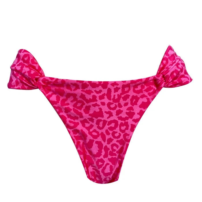 Sexy Pink Glow Jaguar Print Brazilian Bikini Bottom - High Cut Cheeky Swimwear for Women | Perfect for Beach, Pool, Vacation & Summer Fashion