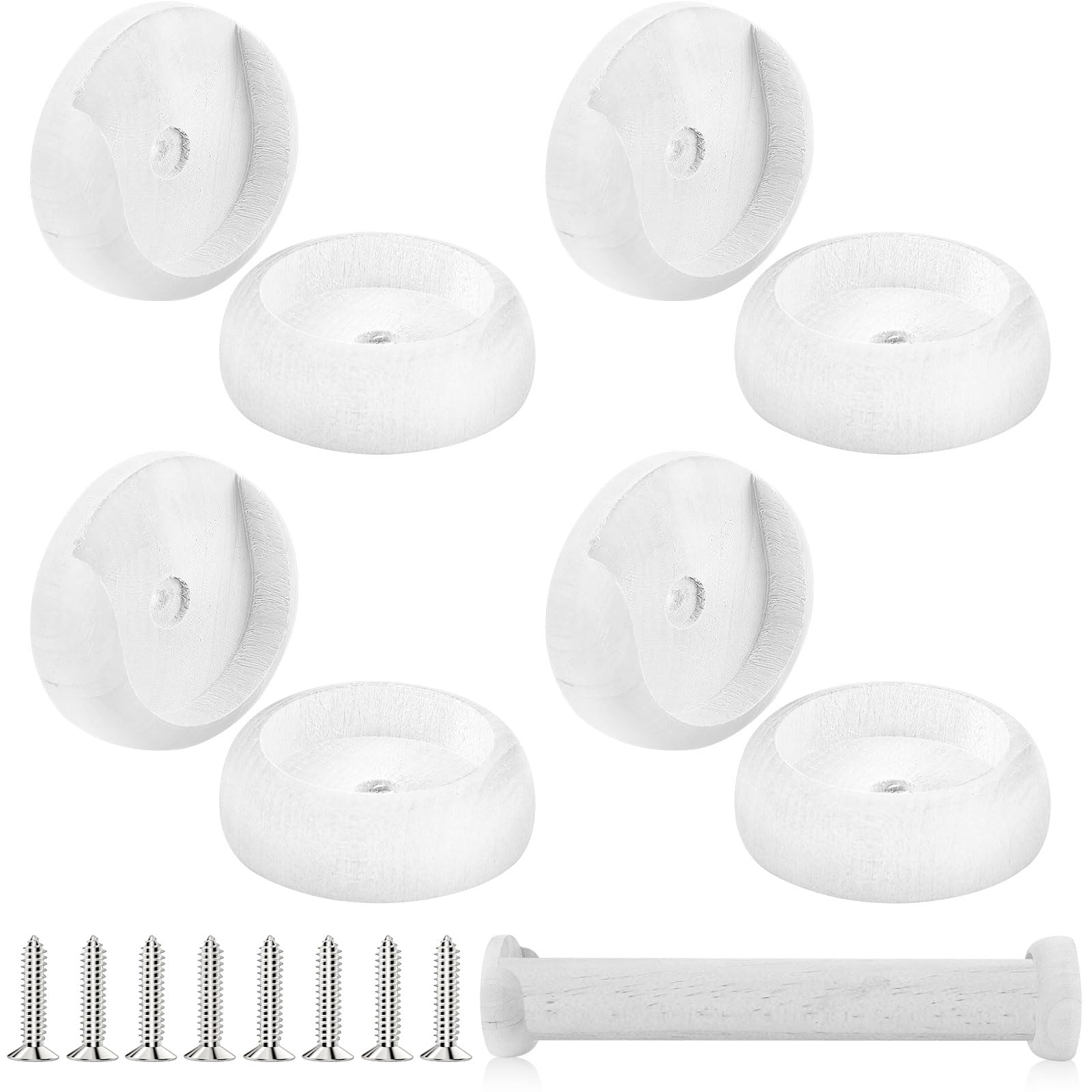 Yookeer 4 Pack White Wooden Closet Rod Holders - 1-3/8