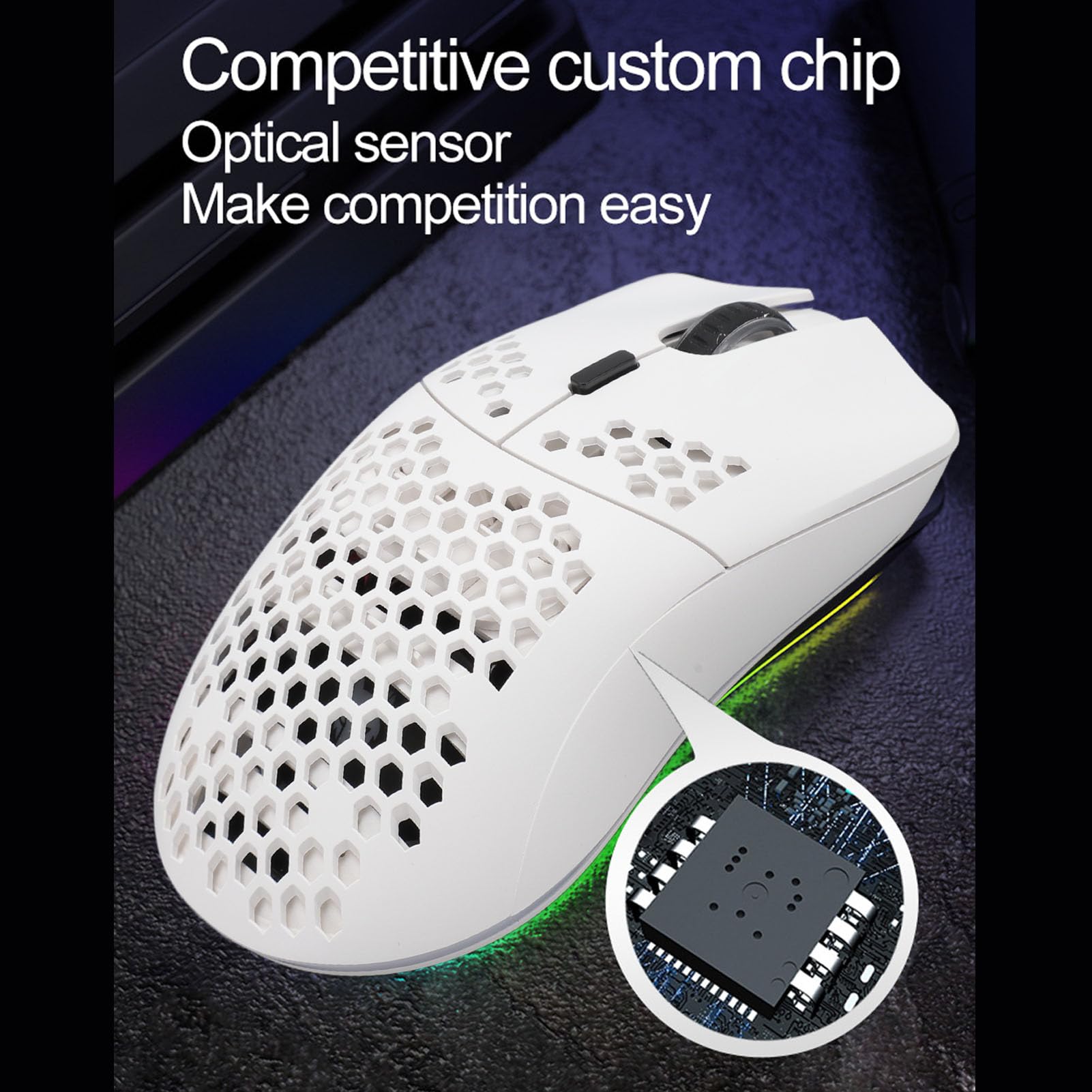 Lightweight RGB Gaming Mouse with Optical Sensor - 2.4G Wireless PC Gaming Mouse with 7 Programmable Buttons for Esports, FPS, MOBA & MMO Games