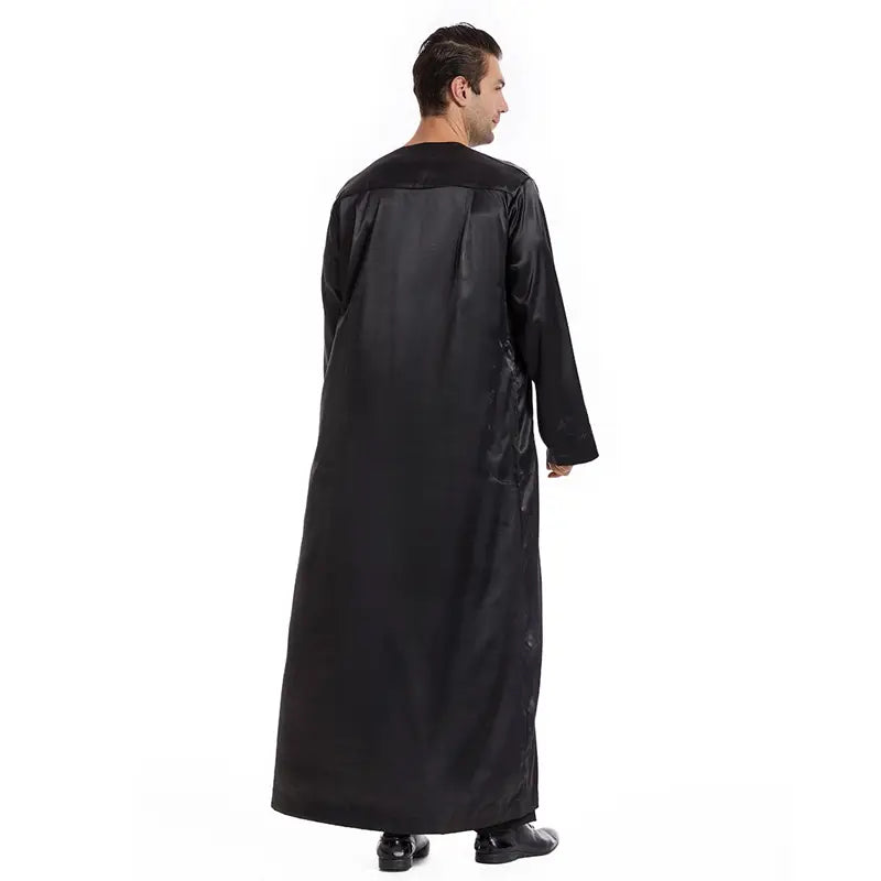 Premium Middle Eastern Arab Men's Thobe with Front Zipper - Traditional Islamic Robe for Eid, Wedding & Daily Wear - Comfortable Long Dress for Special Occasions & Prayer