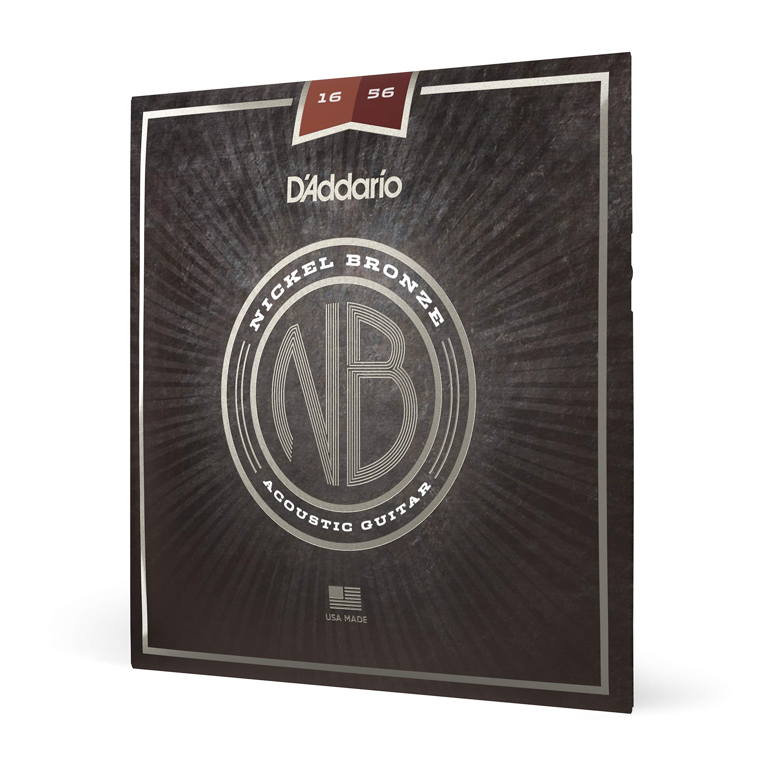 D'Addario NB1656 Nickel Bronze Acoustic Guitar Strings - Medium Gauge 16-56, 6-String Set (Pack of 1) for Resophonic & Steel Guitar - Perfect for Blues, Country & Fingerstyle Playing
