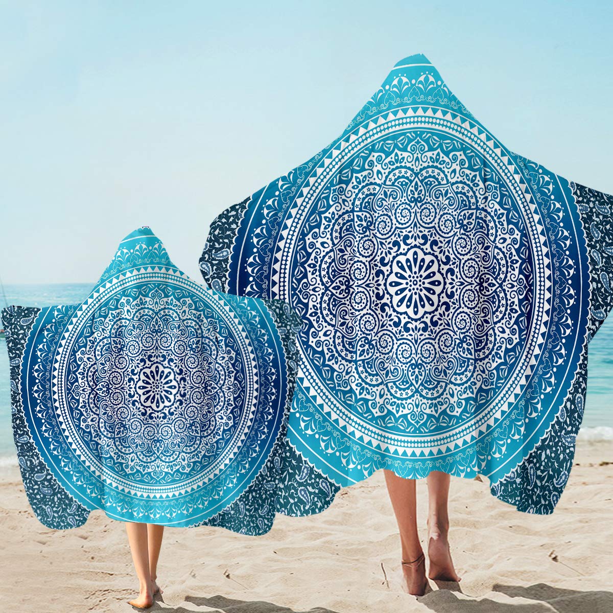 Sleepwish Hooded Bath Towel - Soft Absorbent Beach Towel with Hood for Kids | Bohemian Green Mandala Design | Wearable Bathroom & Pool Towel (1 Piece) - Perfect for Swimming, Spa, Beach & Travel