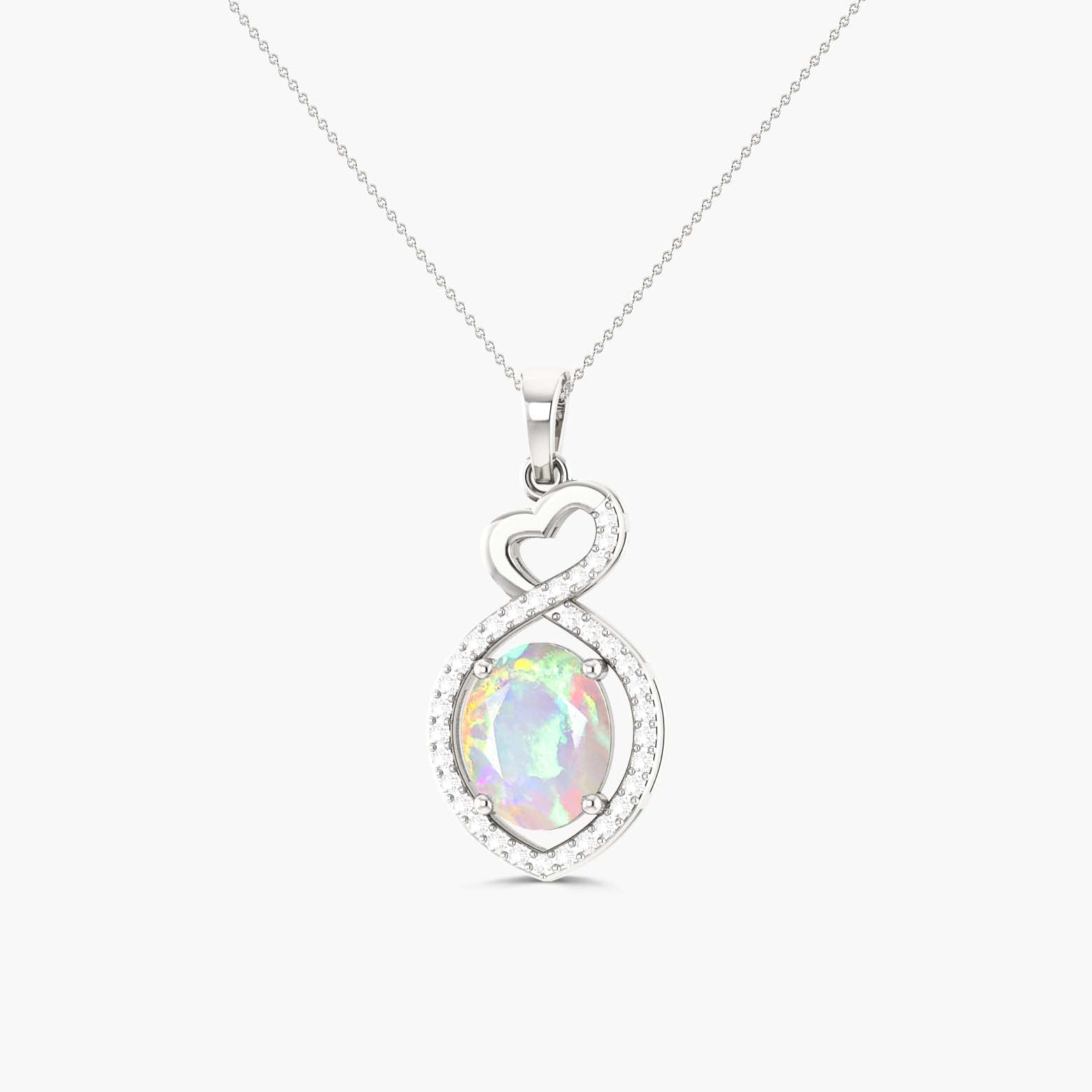 Elegant White Opal Pendant Necklace with Infinity Symbol Design - Perfect for Anniversary Gifts & Everyday Jewelry