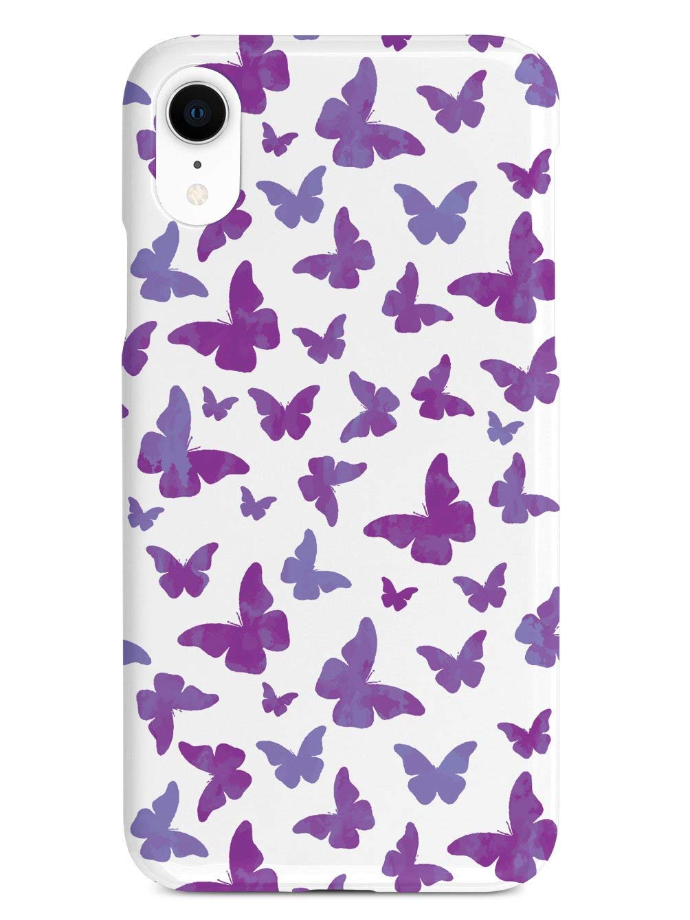 3D Textured Protective Phone Case for Apple iPhone XR - Purple Butterflies Design - Shockproof & Scratch Resistant Cover - Perfect for Everyday Use, Travel & Outdoor Activities