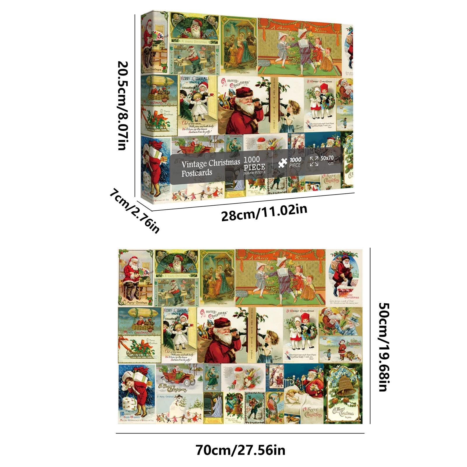 Christmas Advent Calendar Countdown Puzzle - 1000 Piece Holiday Postcard Jigsaw Puzzle for Family Game Night | Perfect for Christmas Decor & Festive Family Activities