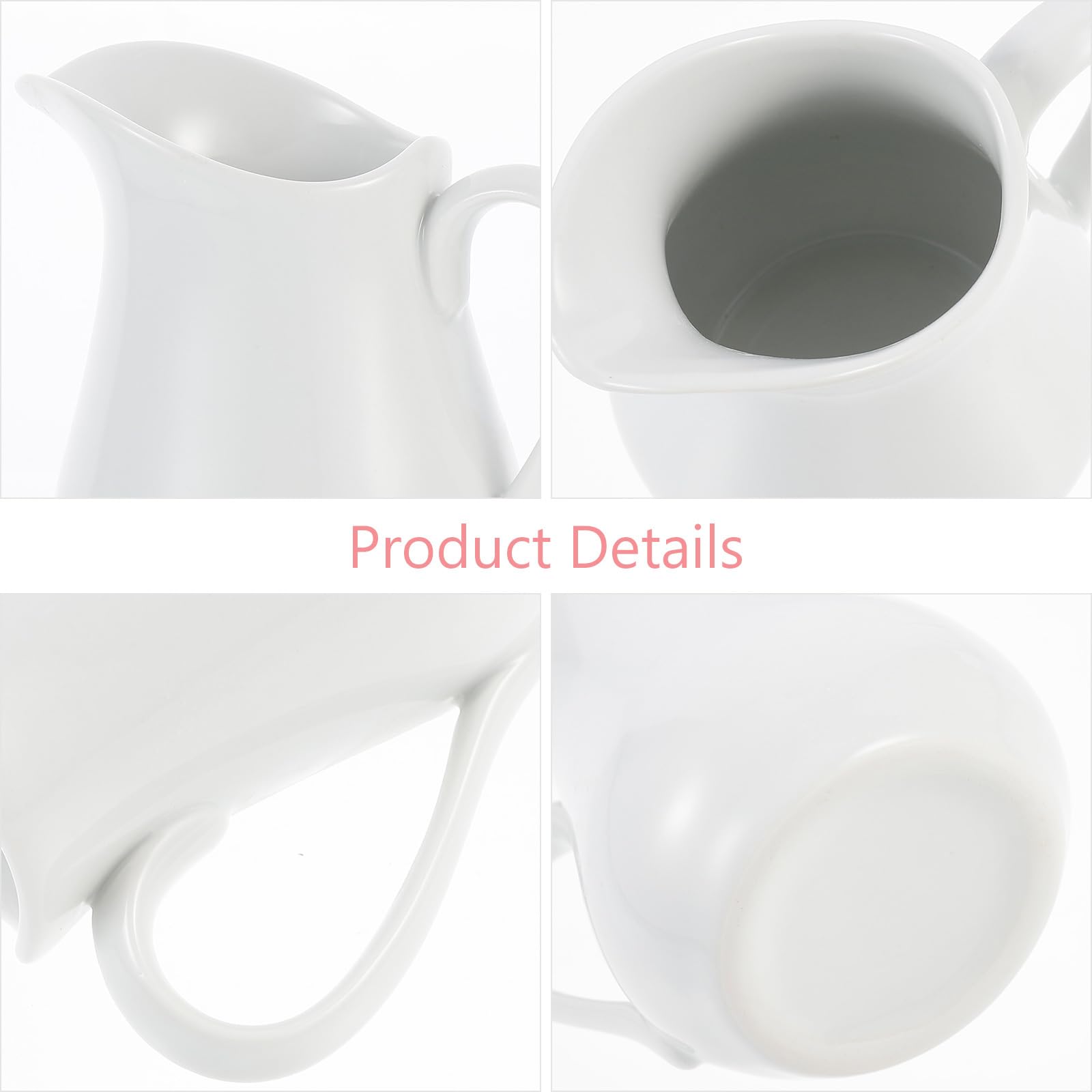 White Ceramic Creamer Pitcher with Handle - 250ml Coffee, Milk, Sauce & Creamer Jug for Kitchen - Perfect for Coffee Shops, Restaurants & Home Use