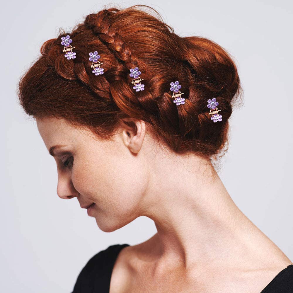 Mini Hair Claw Clips - No-Slip Rhinestone Metal Clips for Women & Girls | Party & Daily Use