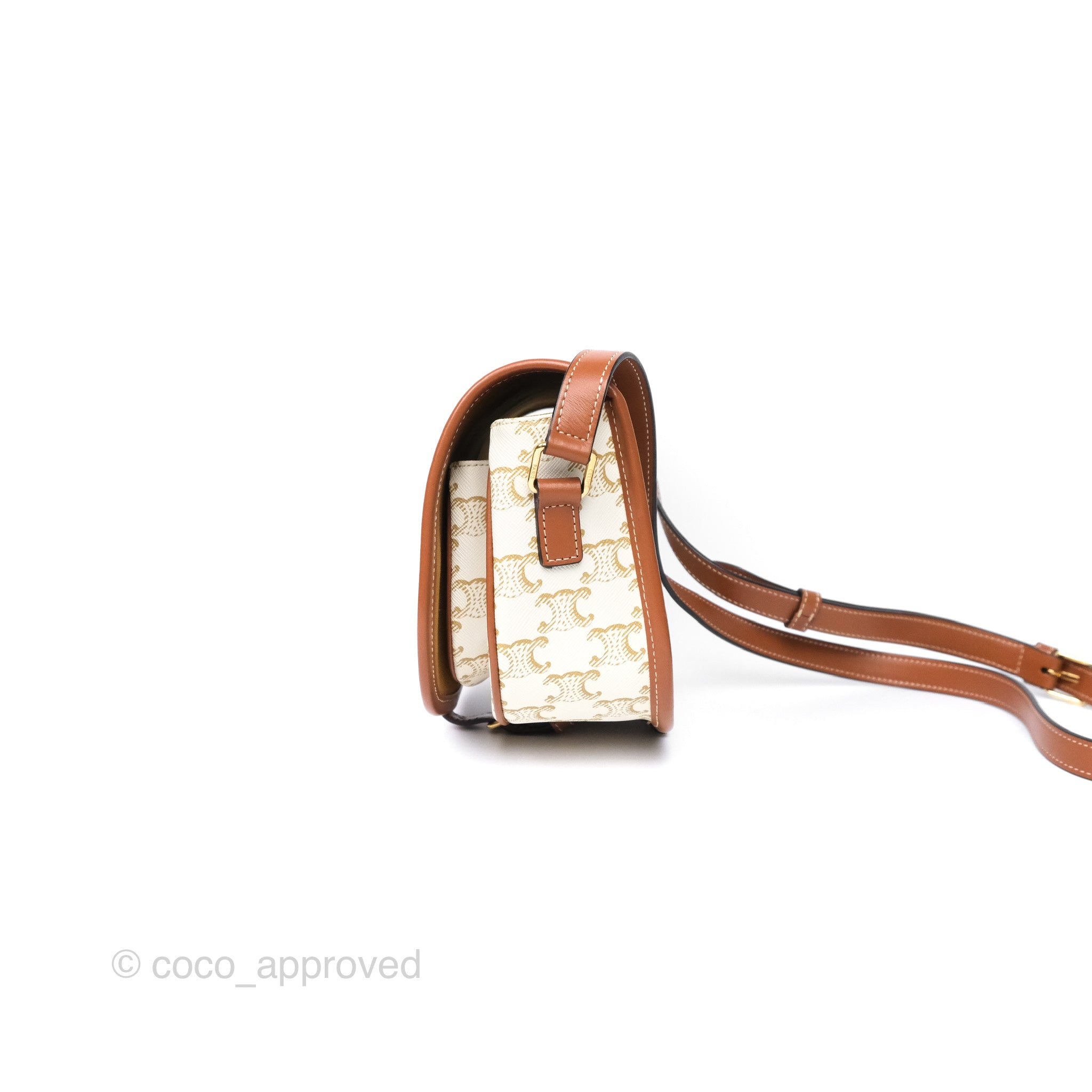 Celine Medium Triomphe Canvas Folco Bag in White - Luxury Handbag for Women, Perfect for Work, Travel & Everyday Use