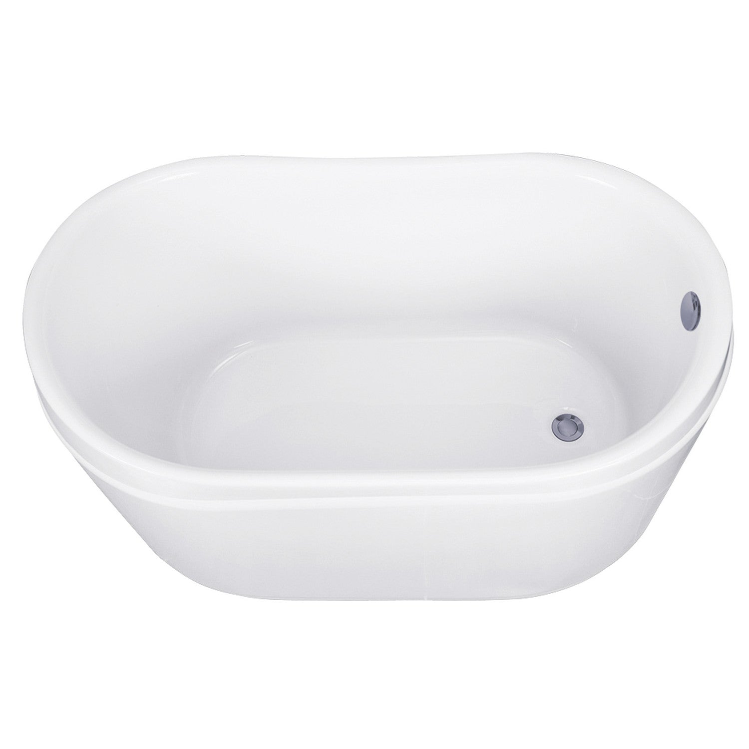 Aqua Eden 52 Inch Acrylic Oval Freestanding Bathtub - White Glossy Finish with Brushed Nickel Overflow/Drain - Double Slipper Design for Luxury Bathroom | Perfect for Master Bathroom, Spa Retreat & Relaxation