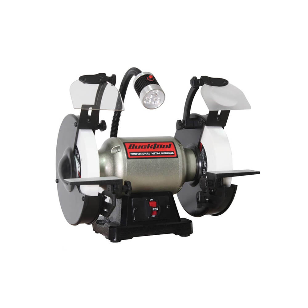BUCKTOOL TDS 200C4HL 8-Inch Low Speed Bench Grinder with 1/2 HP Motor - Perfect for Sharpening Tools, Deburring Metal, and Woodworking Projects