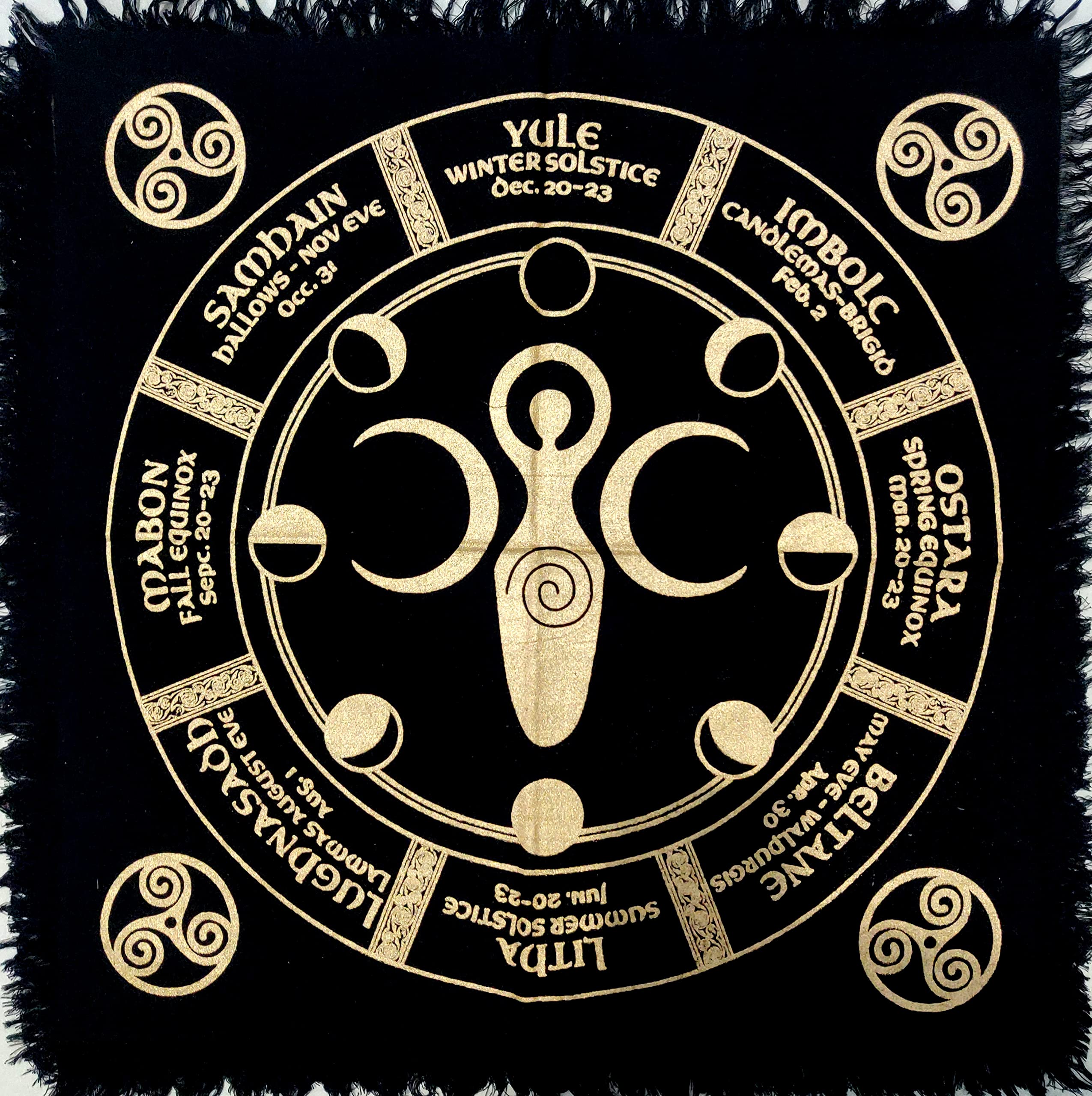 Indian Craft Castle Altar Cloth - 36x36 Inch Zodiac Witchcraft Tarot Spread Cloth with Sacred Galaxy & Moon Phases Design for Wiccan Rituals, Spiritual Ceremonies, and Goddess Worship