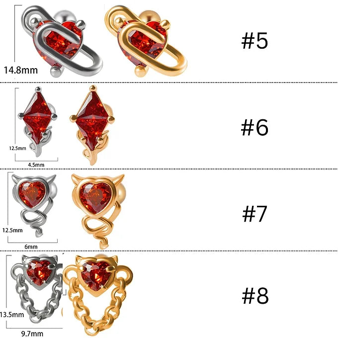 20G Cartilage Earrings - Angel Heart Conch Earrings & Devil Ear Cuffs for Women | DL056 | Perfect for Piercing Jewelry, Daily Wear & Unique Gifts