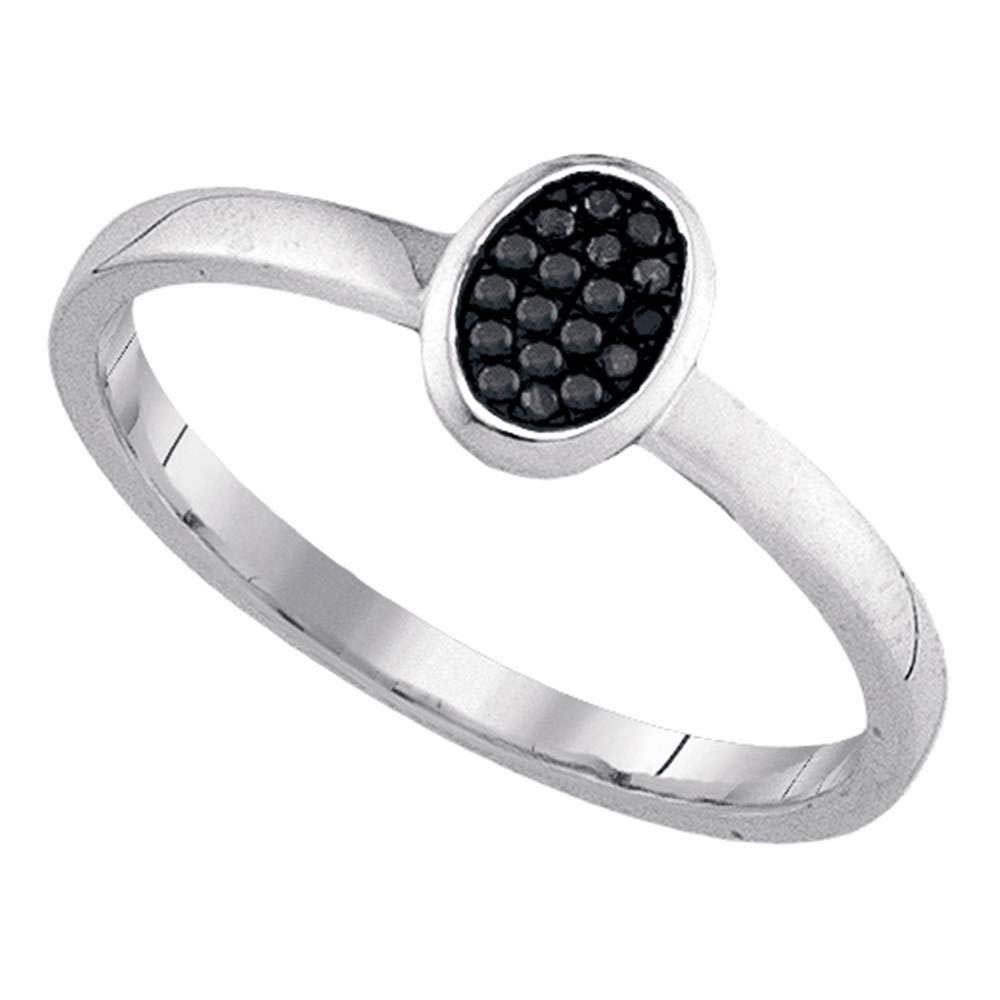 Dazzlingrock Sterling Silver Women's Round Black Enhanced Diamond Cluster Ring 1/20 CTW - Elegant Jewelry Gift for Anniversary, Wedding & Special Occasions