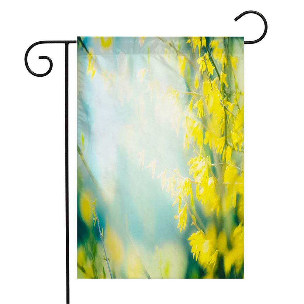 Sunny Spring Forsythia Garden Flag - 12x18 Inch Outdoor Floral Welcome Flag for Patio, Lawn, Yard & Home Decor - Seasonal Spring & Summer Decoration - Perfect for Easter, Mother's Day & Outdoor Parties