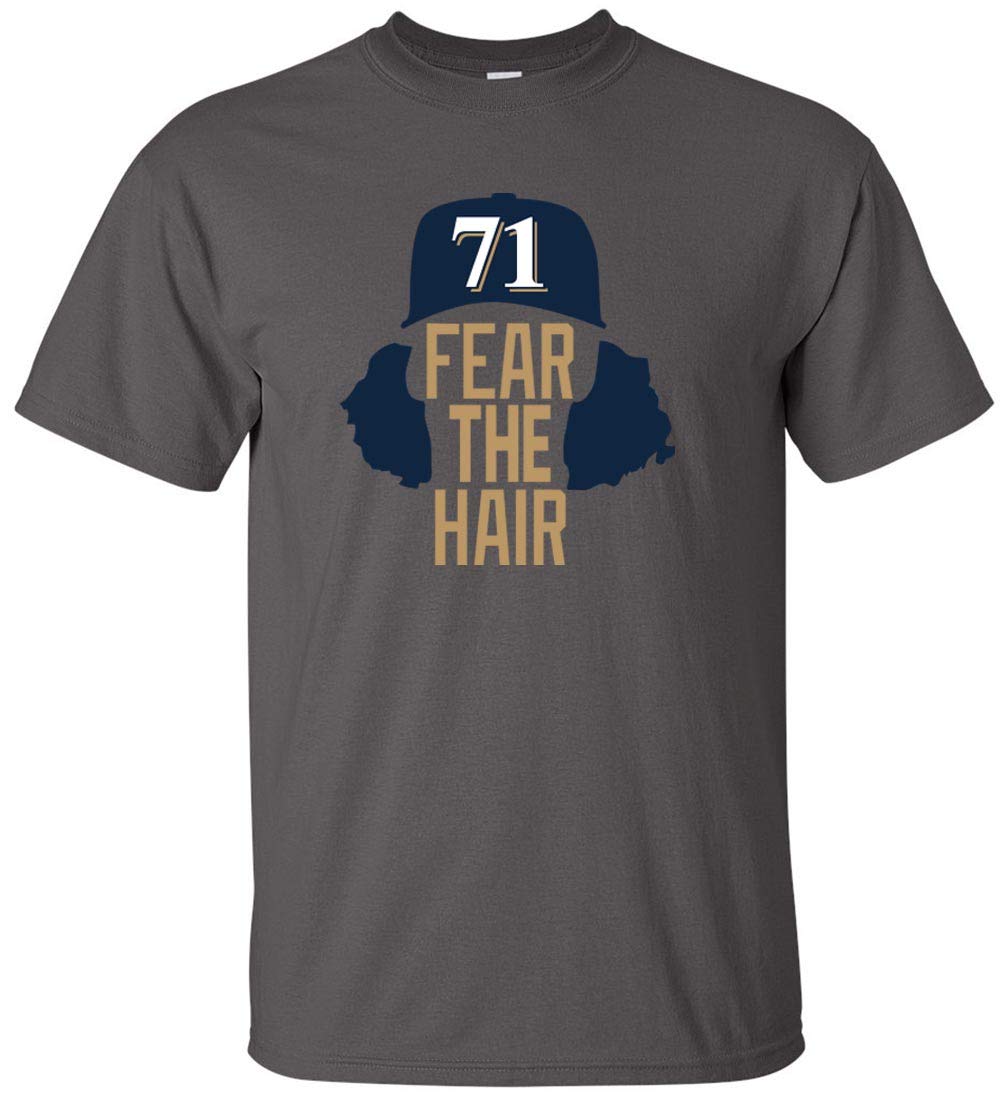 Charcoal Milwaukee Hader Fear The Hair Graphic T-Shirt for Men - Funny Comedy Fan Apparel for Casual Wear & Gifts