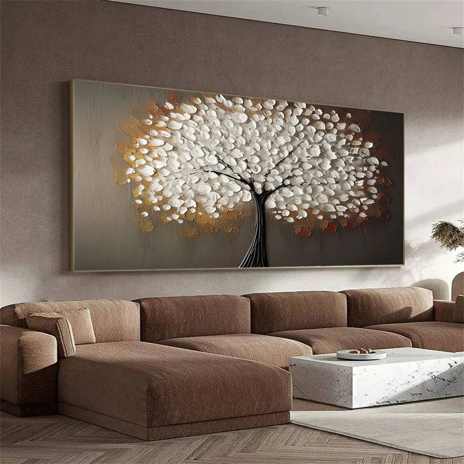 Flower and Tree Painting #FT153 - Handmade Canvas Wall Art for Home & Office Decor - Perfect for Living Room, Bedroom, or Gift